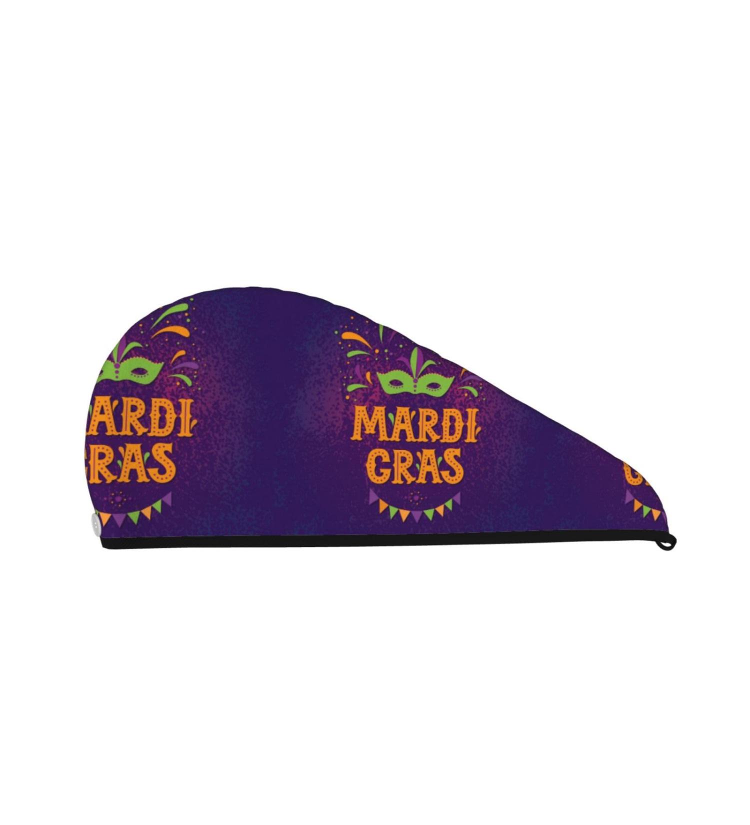Hair Towel Wrap - Quick-Dry Hair Turban with Button | Mardi Gras2 - Perfect for Fast Drying & Easy Use - Buy Online on GoSupps.com
