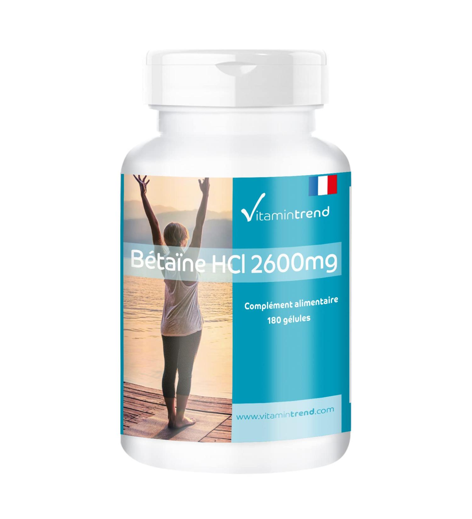 Betaine HCI 2600mg - 180 capsules -! FOR 45 DAYS! - vegan - highly dosed | Vitamintrend  - Buy Online on GoSupps.com