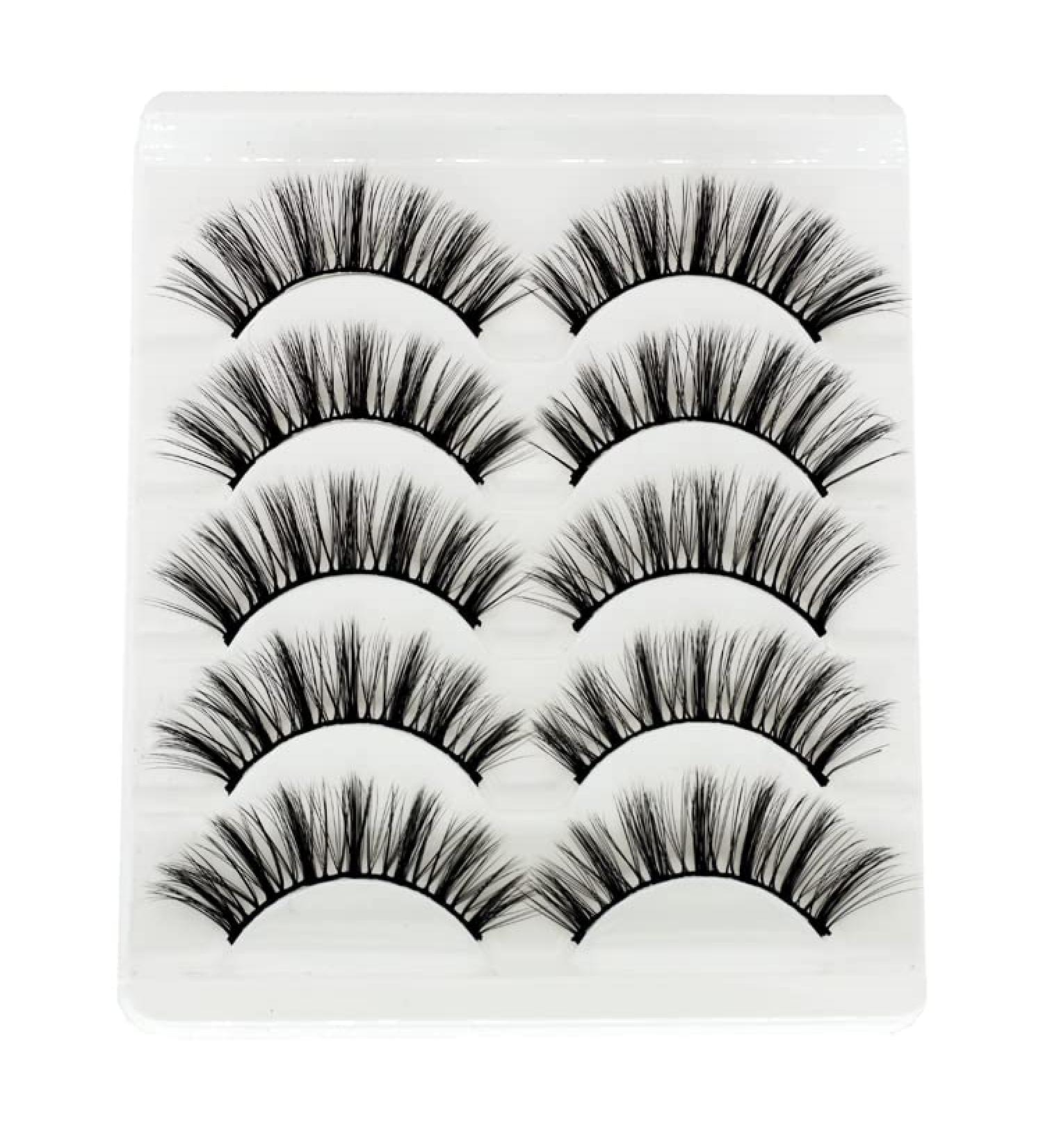 Vivis False Eyelashes 5 Pairs 3D Mink Natural Lashes Cross Fluffy Volume Hand-made Dramatic Fake Eye Lash Black Soft for Various Makeups A18 - Buy Online on GoSupps.com