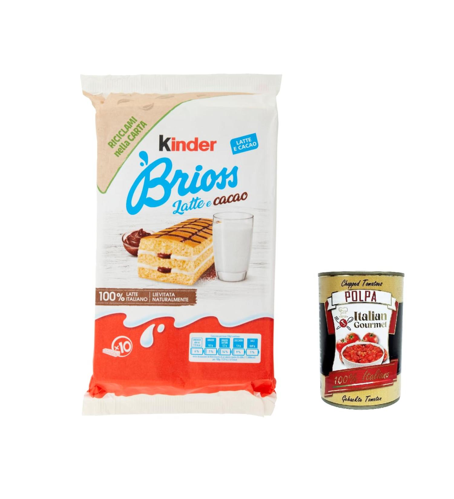  Italian Gourmet E.R. Ferrero Brioss Set of 6 Children's Biscuit Bars with Milk and Cocoa 300 g + Italian Gourmet Polpa 400 g - Buy Online on GoSupps.com