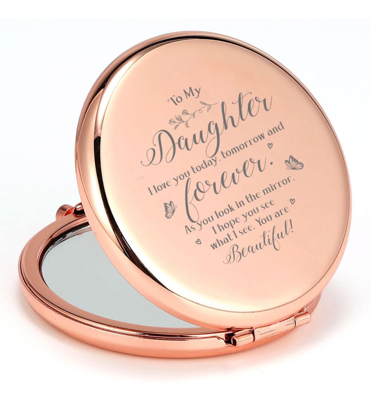 QINGTAI Daughter Gifts: Rose Gold Makeup Mirror - Birthday & Graduation Gifts, Daughter in Law, Christmas presents - You are Brave - Buy Online on GoSupps.com