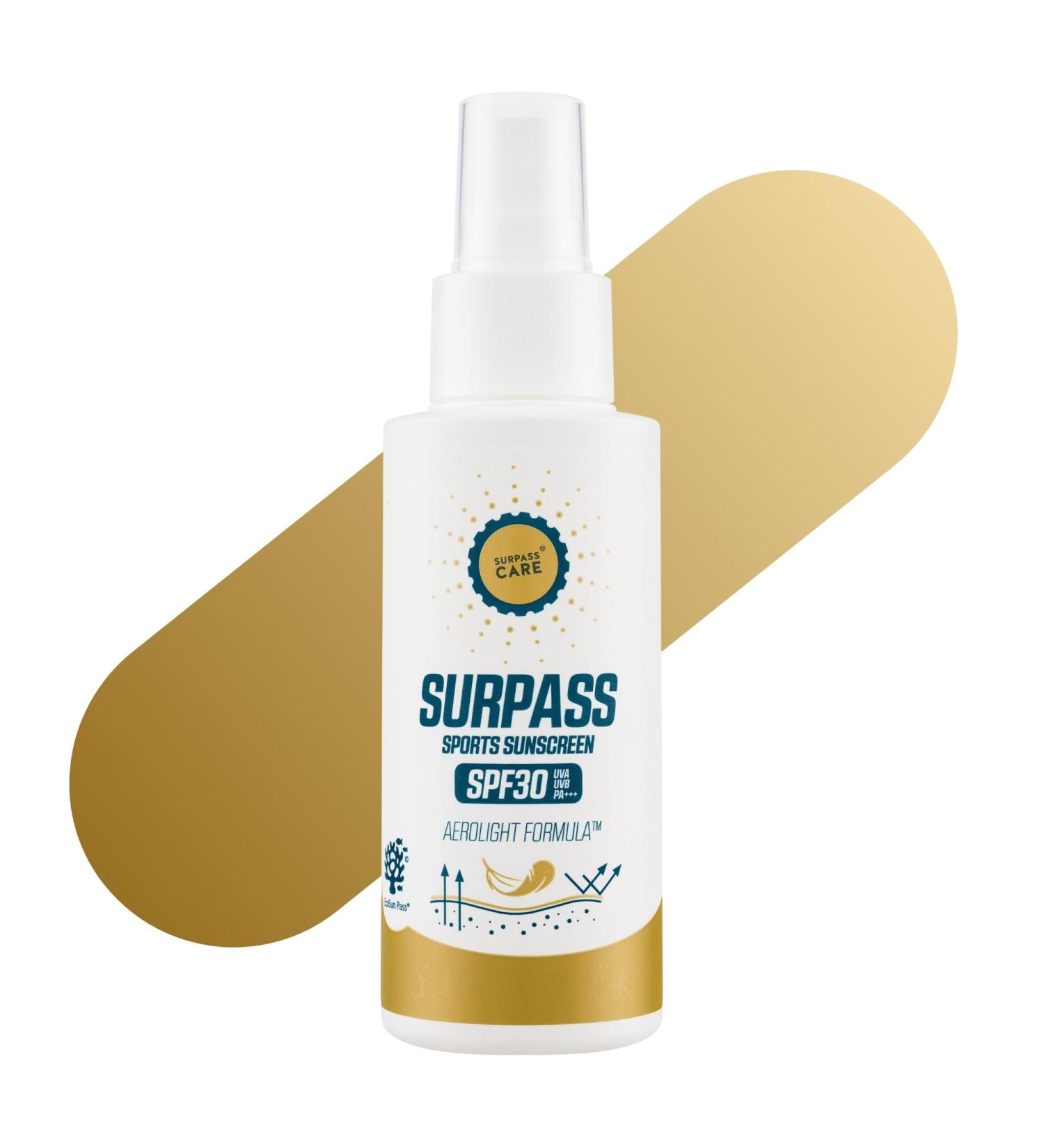 SURPASS Spray Solaire Sport SPF 30 | Huile S che Invisible | UVA + UVB Protection Longue Dur e Visage & Corps | R siste l Eau et la Transpiration | Sans Octocryl ne | Vegan | EcoSun Pass 100 ml - Buy Online on GoSupps.com