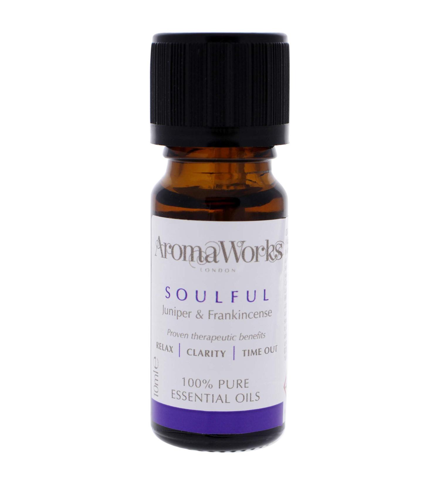 Aromaworks Soulful Essential Oil - 100 Percent Pure Essential Oils - with Fresh Notes of Frankincense Juniper Berry and Patchouli - Provides A Warm Relaxing and Deeply Calming Experience - 0.34 Oz