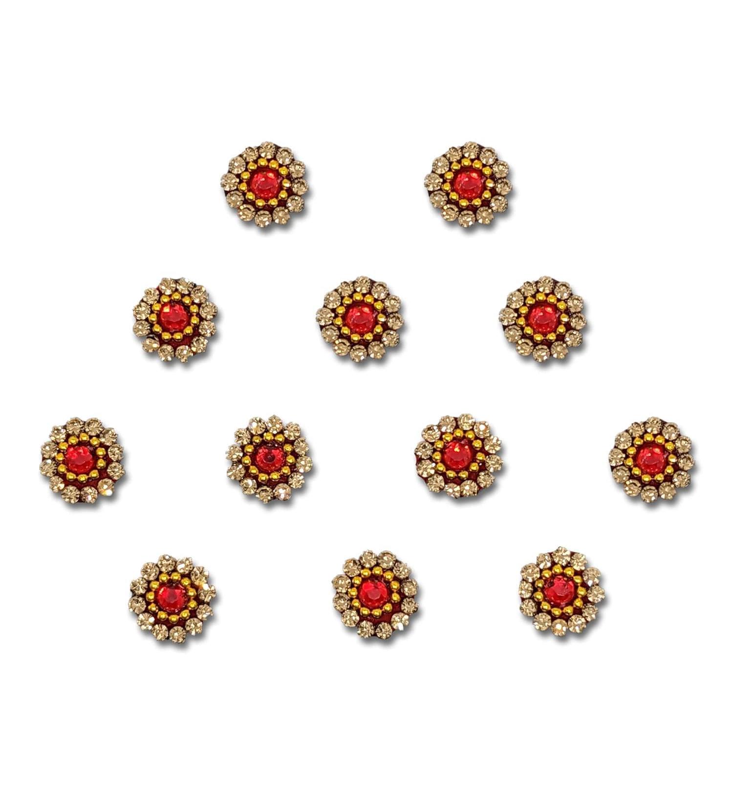 Buy PT Z Red and Gold Stone Bindi for Women & Girls - Perfect for Festive Occasions | International Shipping Available - Buy Online on GoSupps.com