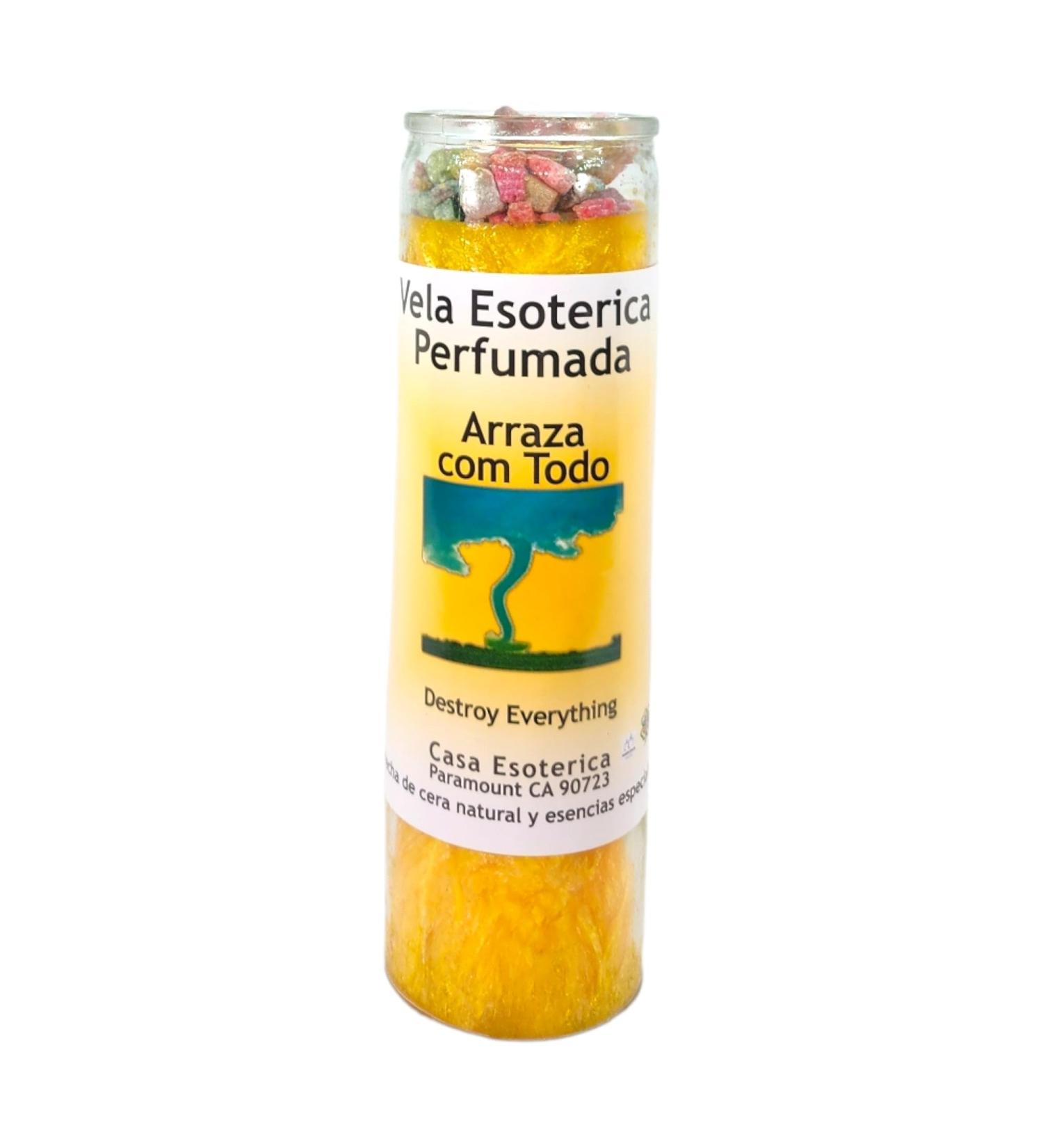 Destroy Everything Palm Wax Candle - Yellow | Spiritual Intention Spell | Vela CASA ESOTERICA PERFUMADA - Buy Online on GoSupps.com