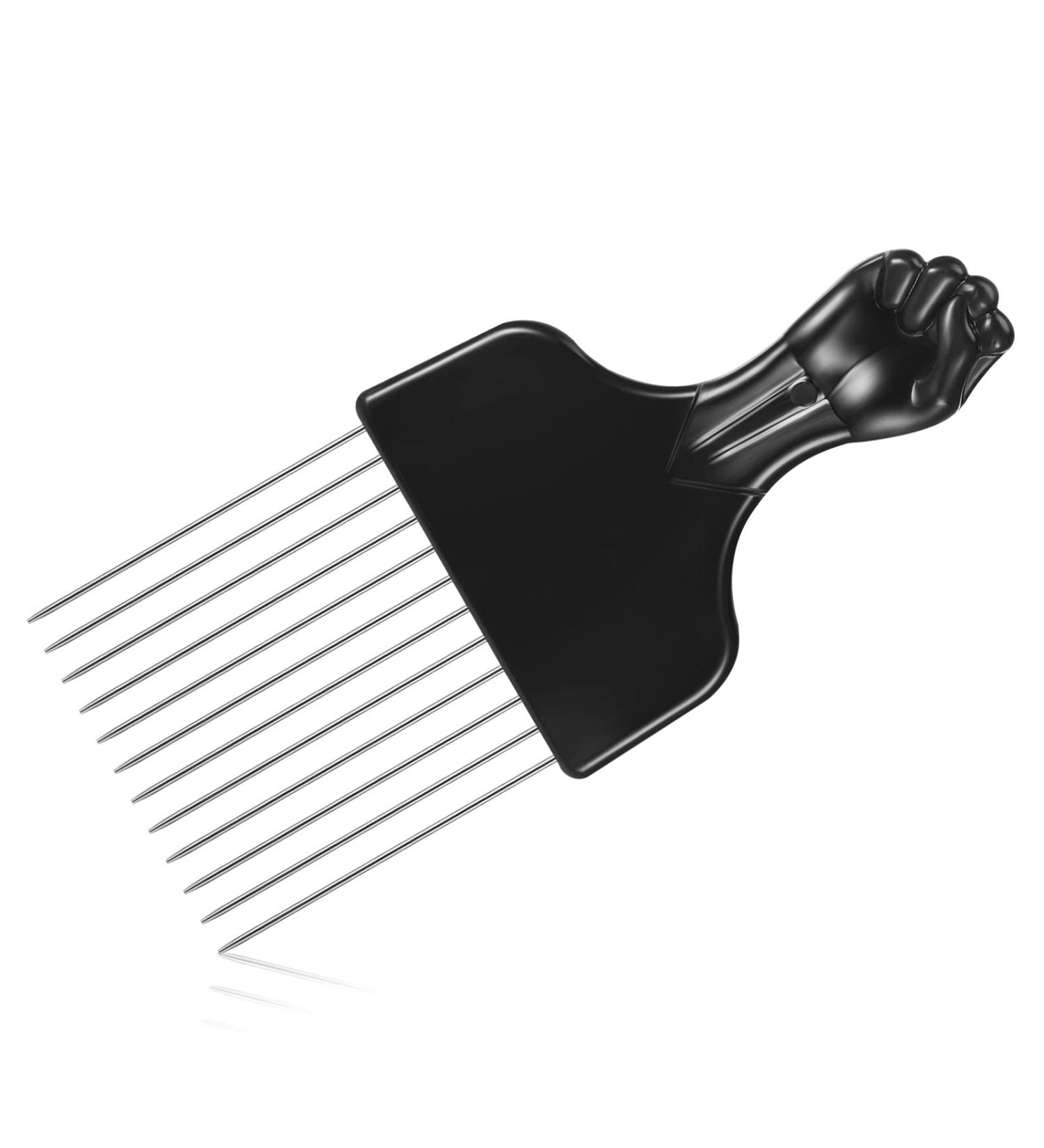 Afro Pick Comb Metal Pick Comb Plastic Afro Pick Hair Comb Wide Tooth Hair Pick Comb Metal Hair Coloring Comb Wig Braid Comb Hairdressing Styling Tool for Curly Hair Style Black (Funny Style) Black 1 Count (Pack of 1) - Buy Online on GoSupps.com