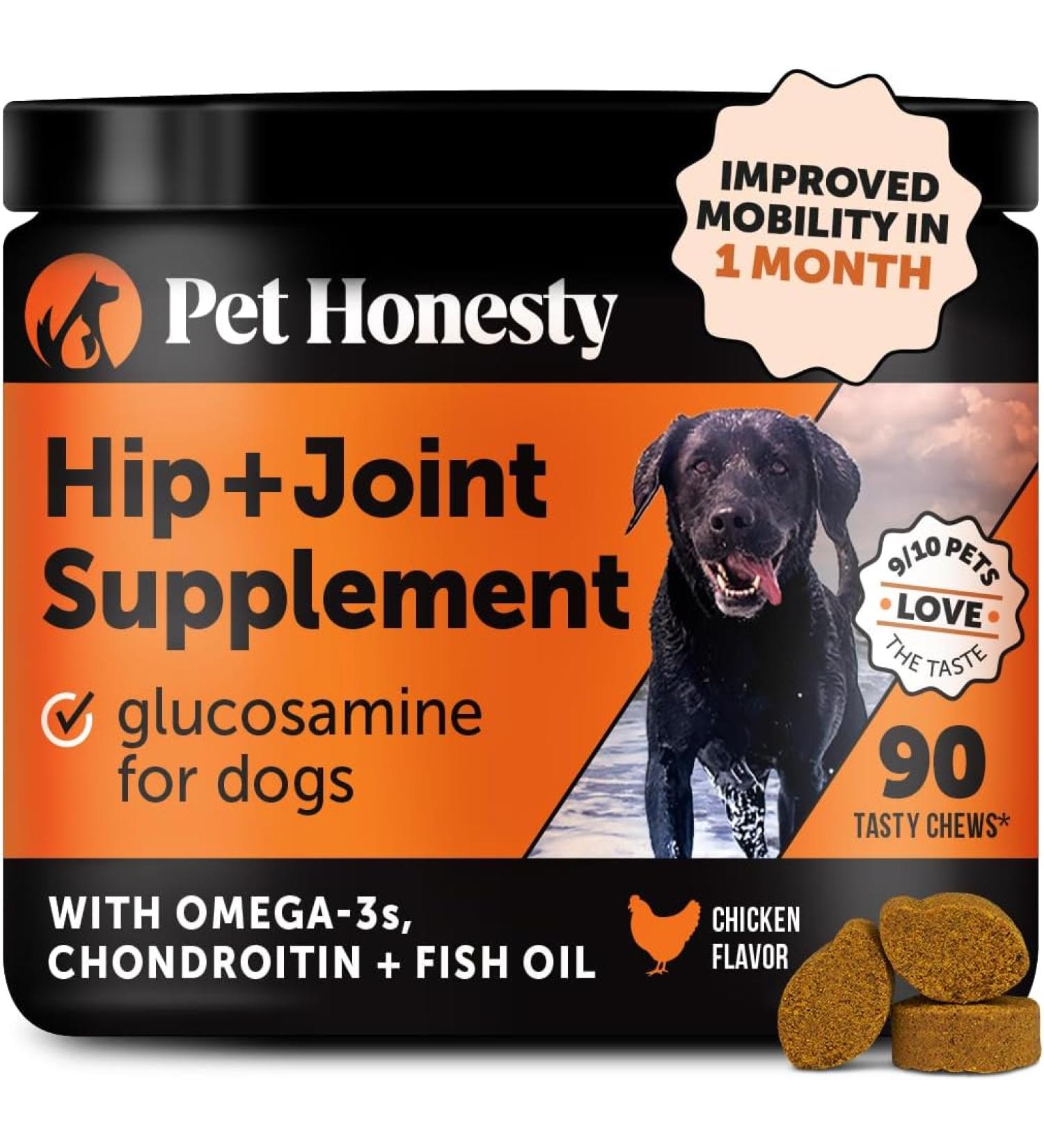 Pethonesty Hip & Joint Health Supplement for Dogs & Cats - Glucosamine, Chondroitin, MSM, Turmeric - Advanced Mobility Support - Reduce Discomfort - Chicken Flavor - Buy Online on GoSupps.com