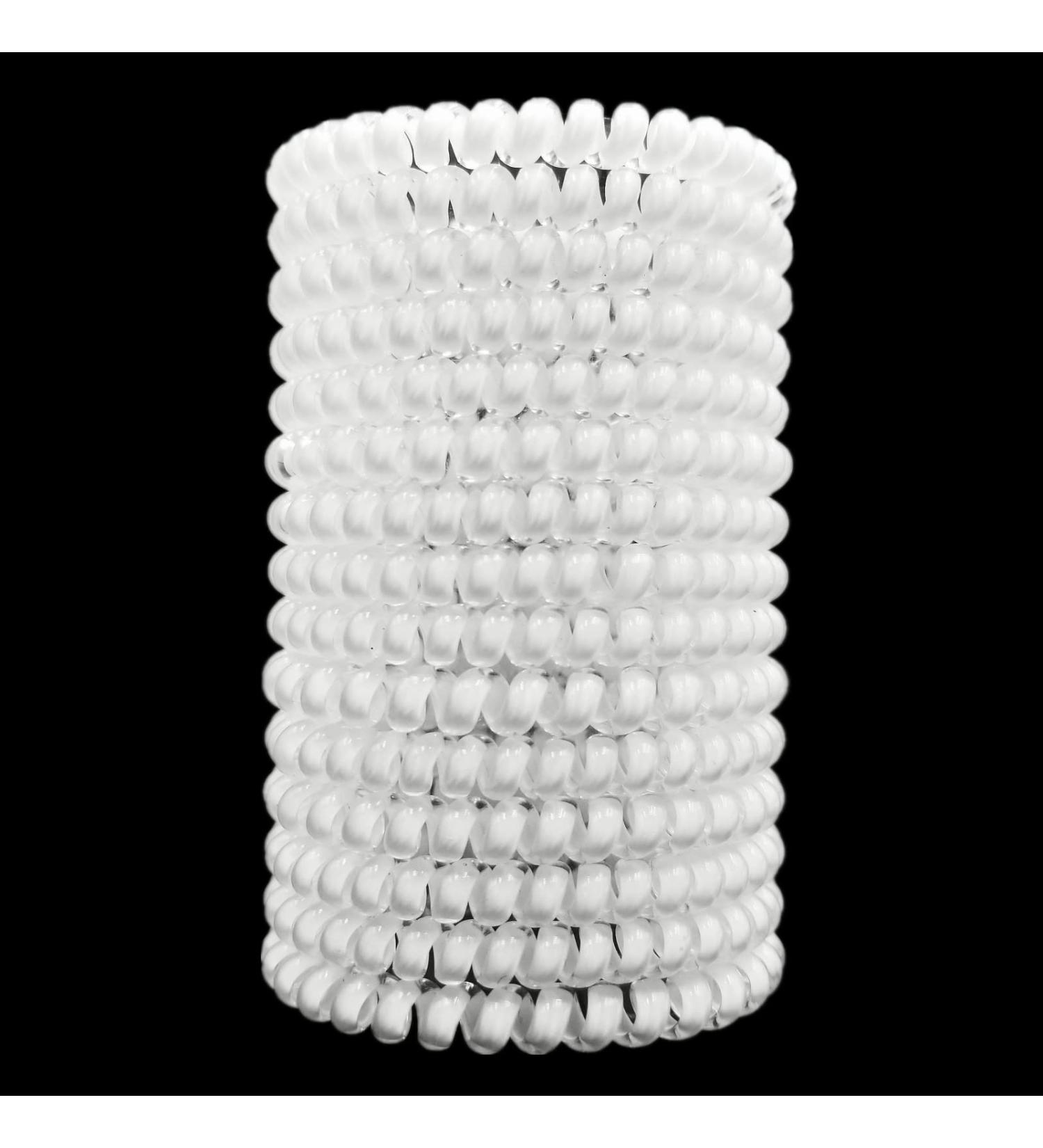 15 Pack White Spiral Hair Ties | Small No Crease Hair Coils | Telephone Cord Plastic Elastic Bands - Buy Online on GoSupps.com