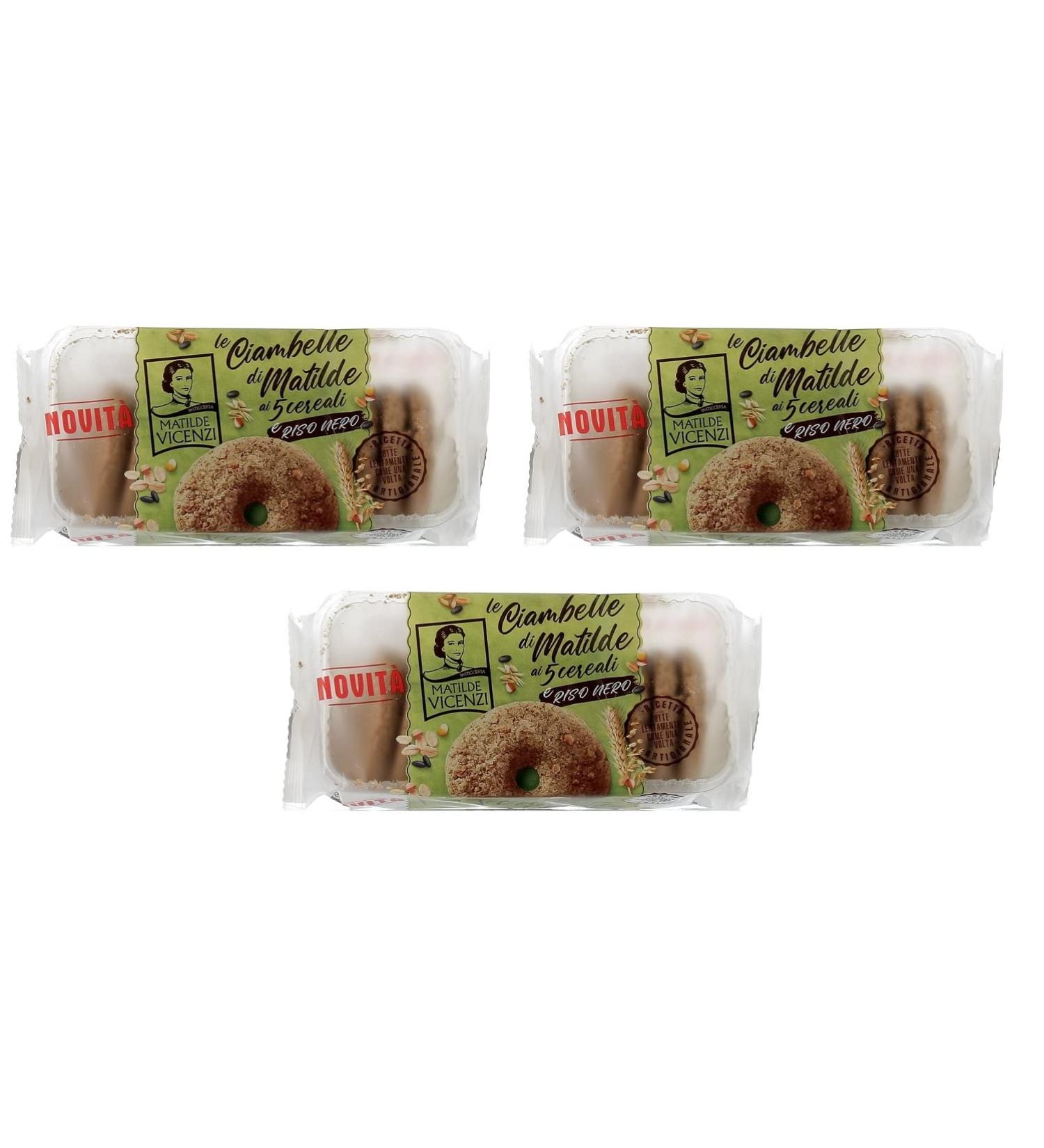 Set of 3 Matilde Vicenzi Ciambelle ai 5 Cereali e Riso Nero donuts with 5 cereals and black rice 200 g - Buy Online on GoSupps.com