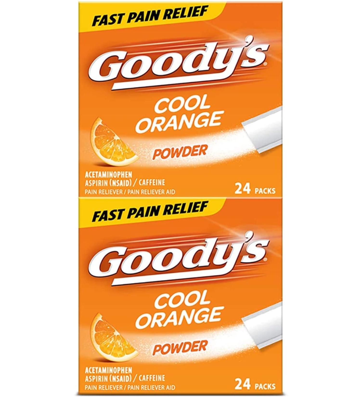 Goody's Extra Strength Headache Powder Cool Orange Flavor Dissolve Packs - 24 Individual Packets (2 Pack) - Buy Online on GoSupps.com