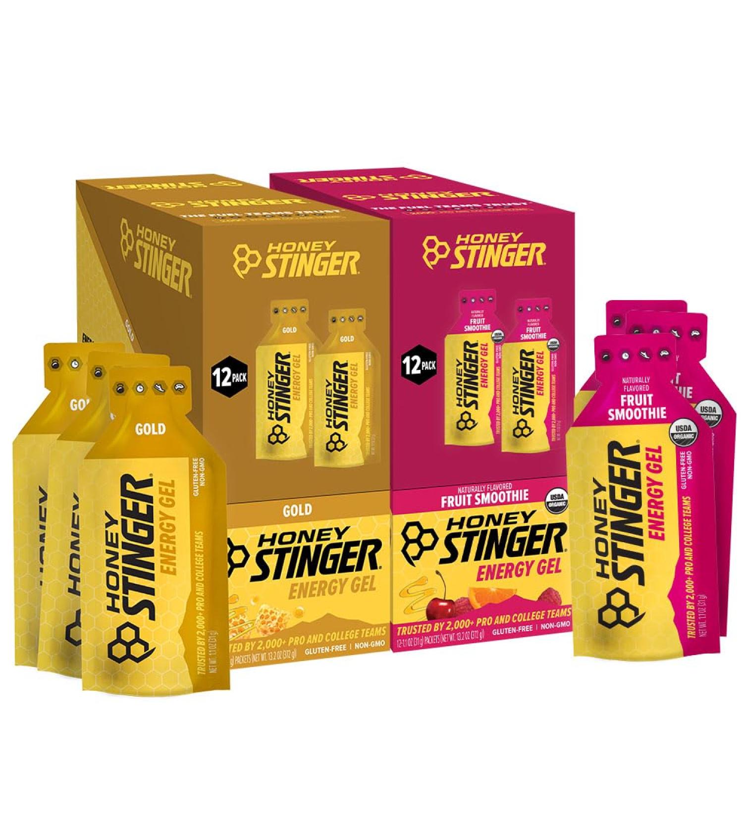 Honey Stinger Energy Gel Variety Pack 12 Packs Each of Gold and Organic Fruit Smoothie Gluten Free & Caffeine Free Sports Nutrition for Home & Gym Pre and Mid Workout Variety Pack - Gold and Fruit Smoothie 1.1 Ounce (Pack  - Buy Online on GoSupps.com