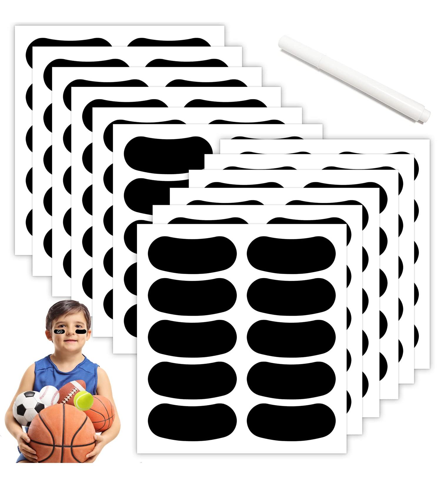 60 Pairs Eye Black Stickers for Kids - 1 White Pen Customizable Lettering Baseball and Football Eye Black Stickers - Great for Football Baseball Lacrosse Softball Fans on Game Day - Buy Online on GoSupps.com