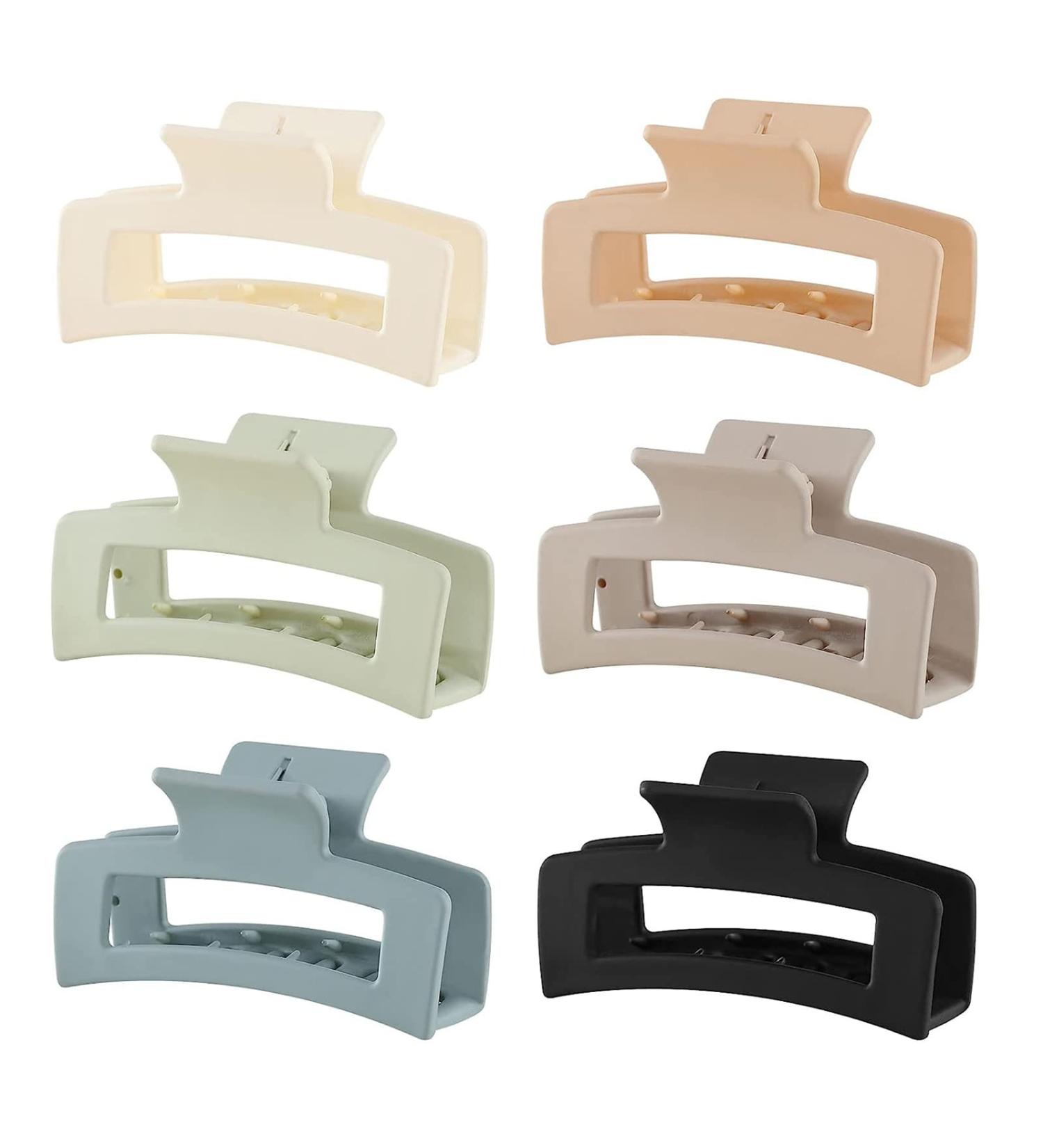 6 Pack Square Claw Clips for Women - Medium Non-Slip Hair Clips - Matte Hair claws - Strong Styling Accessories - Jumbo Clip for Thin Hair - Light Color - Buy Online on GoSupps.com