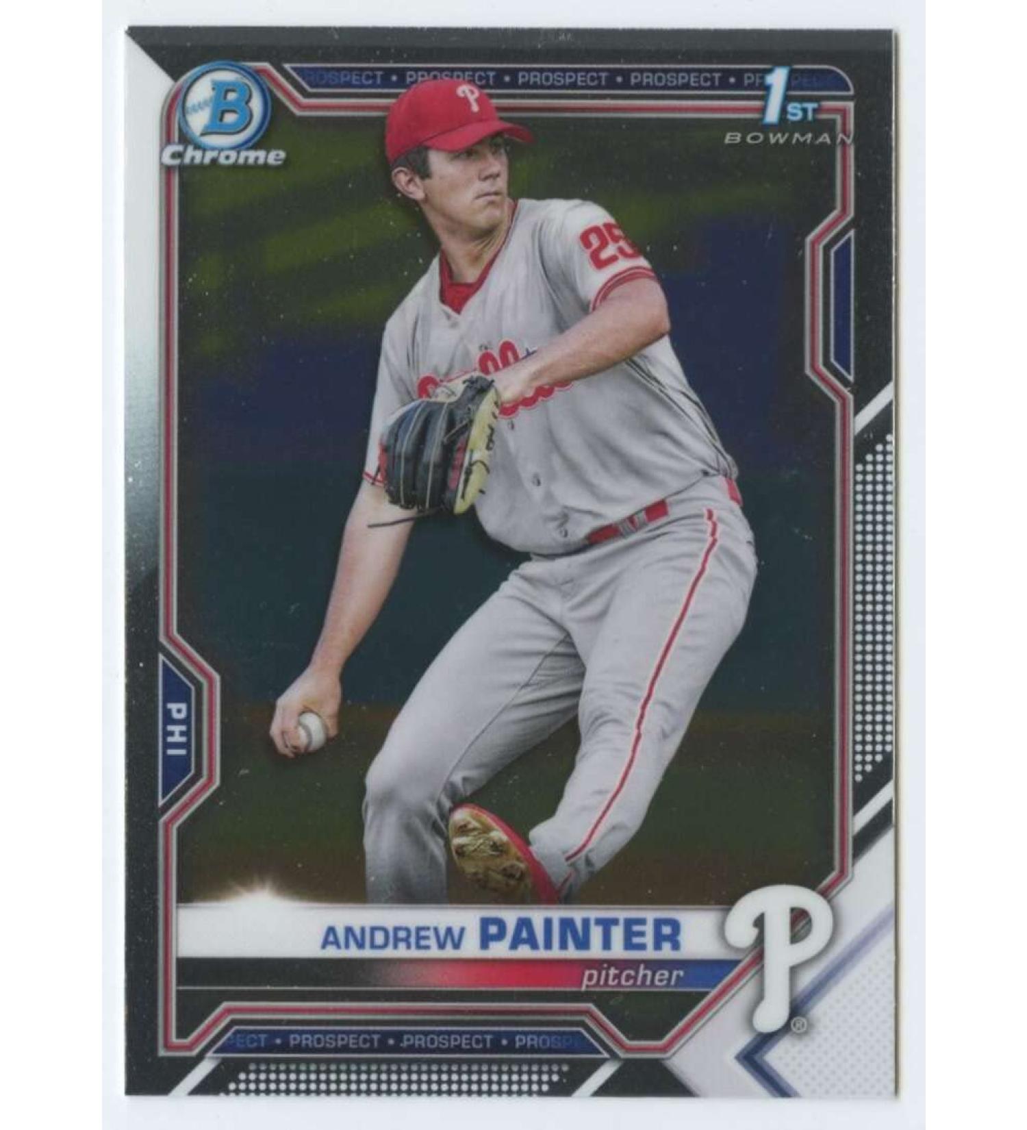 2021 Bowman Chrome Draft #BDC-10 Andrew Painter RC Rookie Philadelphia Phillies MLB Baseball Trading Card