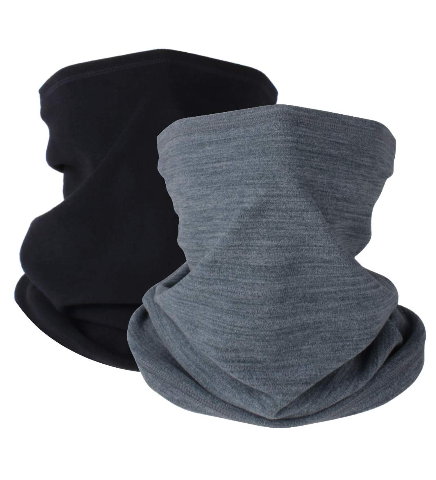 Shop Hegcoiie 2-Piece Winter Loop Scarf Set - Soft Fleece Neck Warmer & Windproof Ski Mask for Men & Women - Black & Gray - Perfect for Skiing & Cycling - Buy Online on GoSupps.com