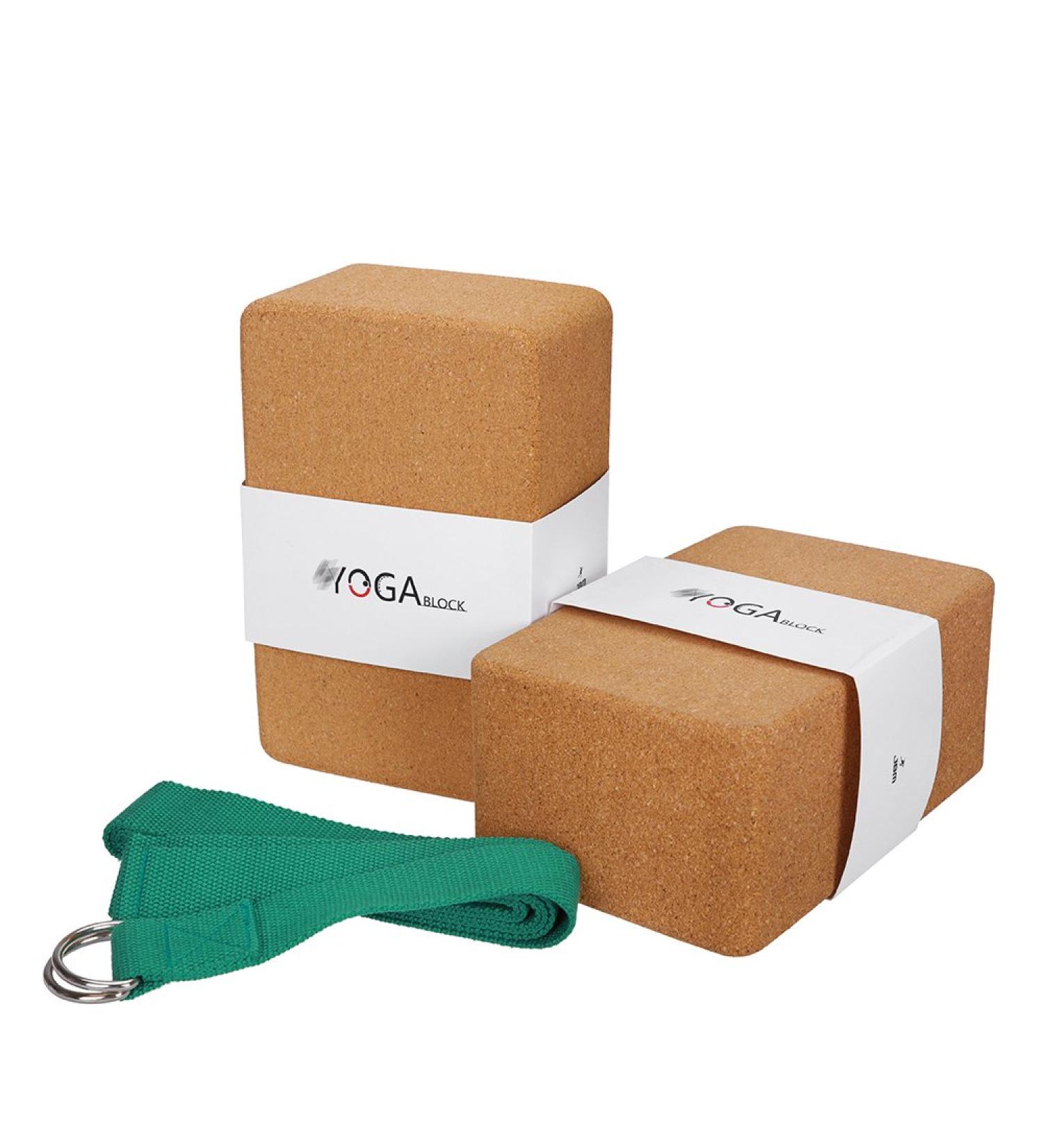 JBM Yoga Blocks 2 Pack - Cork & EVA Foam Set with Strap | Yoga Bricks for Stretching - Buy Online on GoSupps.com