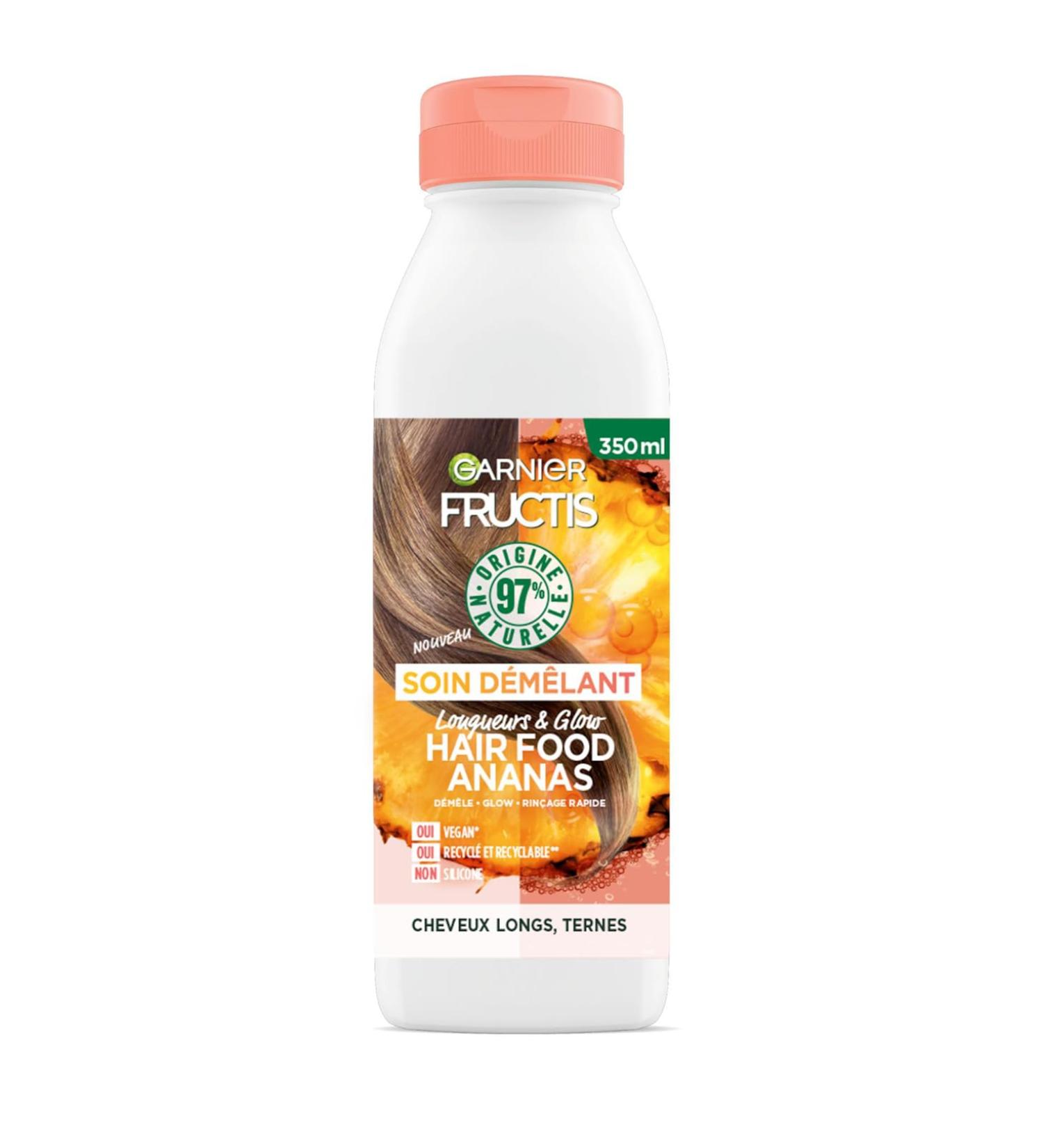 Garnier - Fructis Hair Food - Pineapple Lengths & Glow Detangling Conditioner - 97% Natural Origin Vegan Formula - For Long & Dull Hair - 350 ml - Buy Online on GoSupps.com