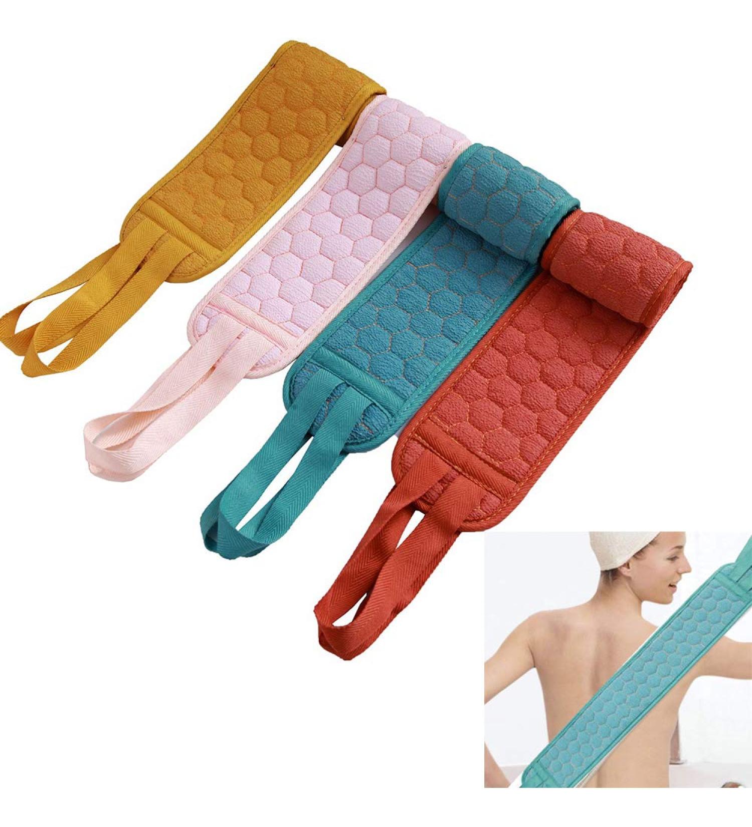 Snow Tip 4 Pcs Exfoliating Back Scrubber Set - Double-Sided Cotton Shower Body Peeling Strap for Ultimate Skin Care - Buy Online on GoSupps.com