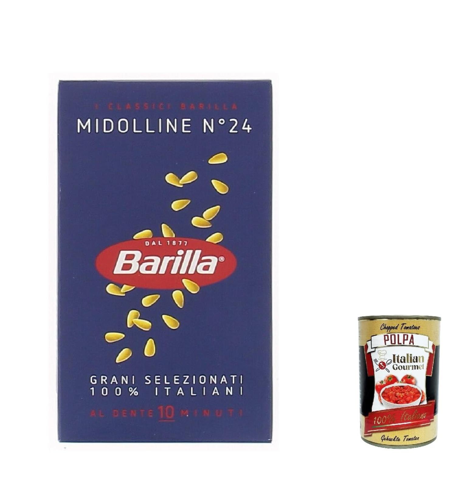  Italian Gourmet E.R. Barilla Midolline No. 24 Pack of 10 100% Italian pasta 500g + Italian gourmet polpa 400g - Buy Online on GoSupps.com