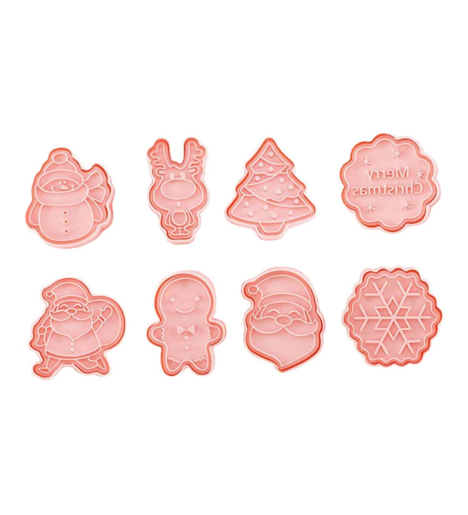 ABOOFAN 8pcs Christmas Cartoon Pie Chocolate Fudge Christmas Cookie Stamper Lovely Cookie Mold 3D Candy Tool - Buy Online on GoSupps.com