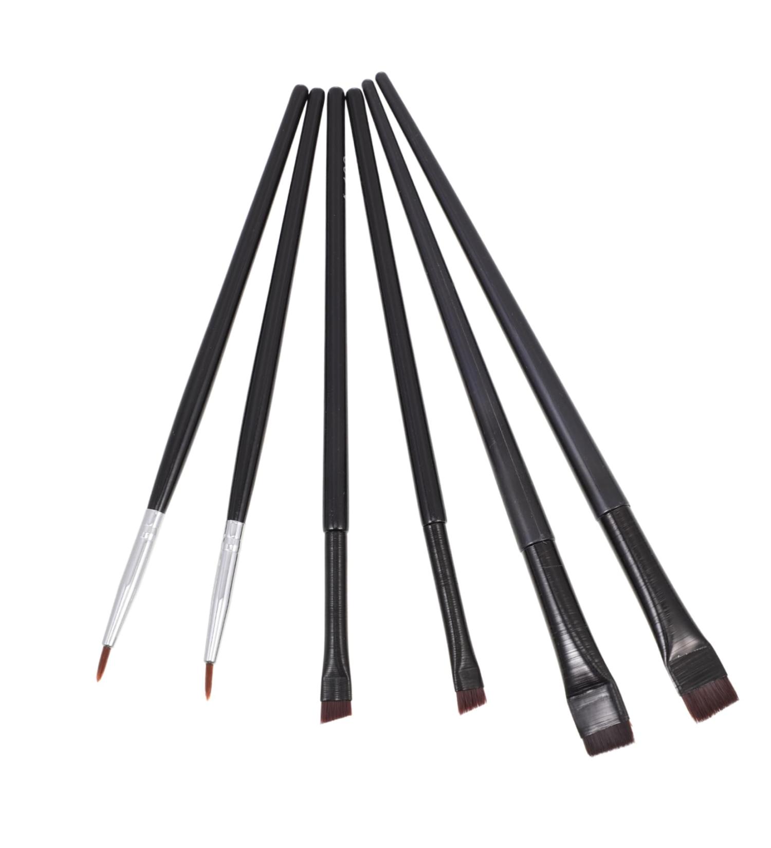 Baluue 6pcs Eyeliner Makeup Brush Eyebrow Brush Professional Makeup Brushes Black Rayon Wooden Handle - Buy Online on GoSupps.com