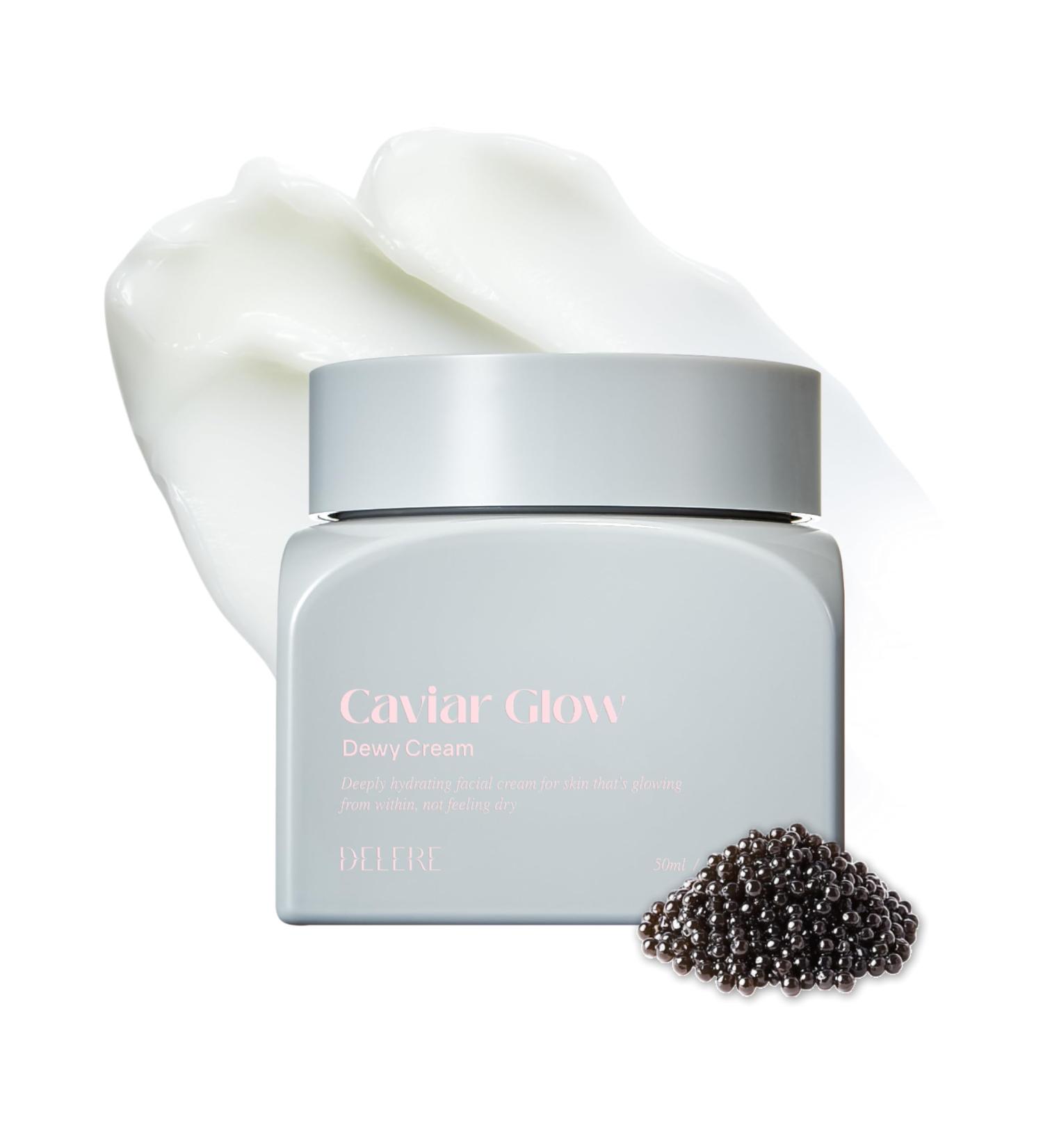 Delere Caviar Glow Dewy Cream | Hydrating Caviar Collagen Cream | Korean Hyaluronic Acid Moisturizer for Radiant Glass Skin 1.7oz - Buy Online on GoSupps.com