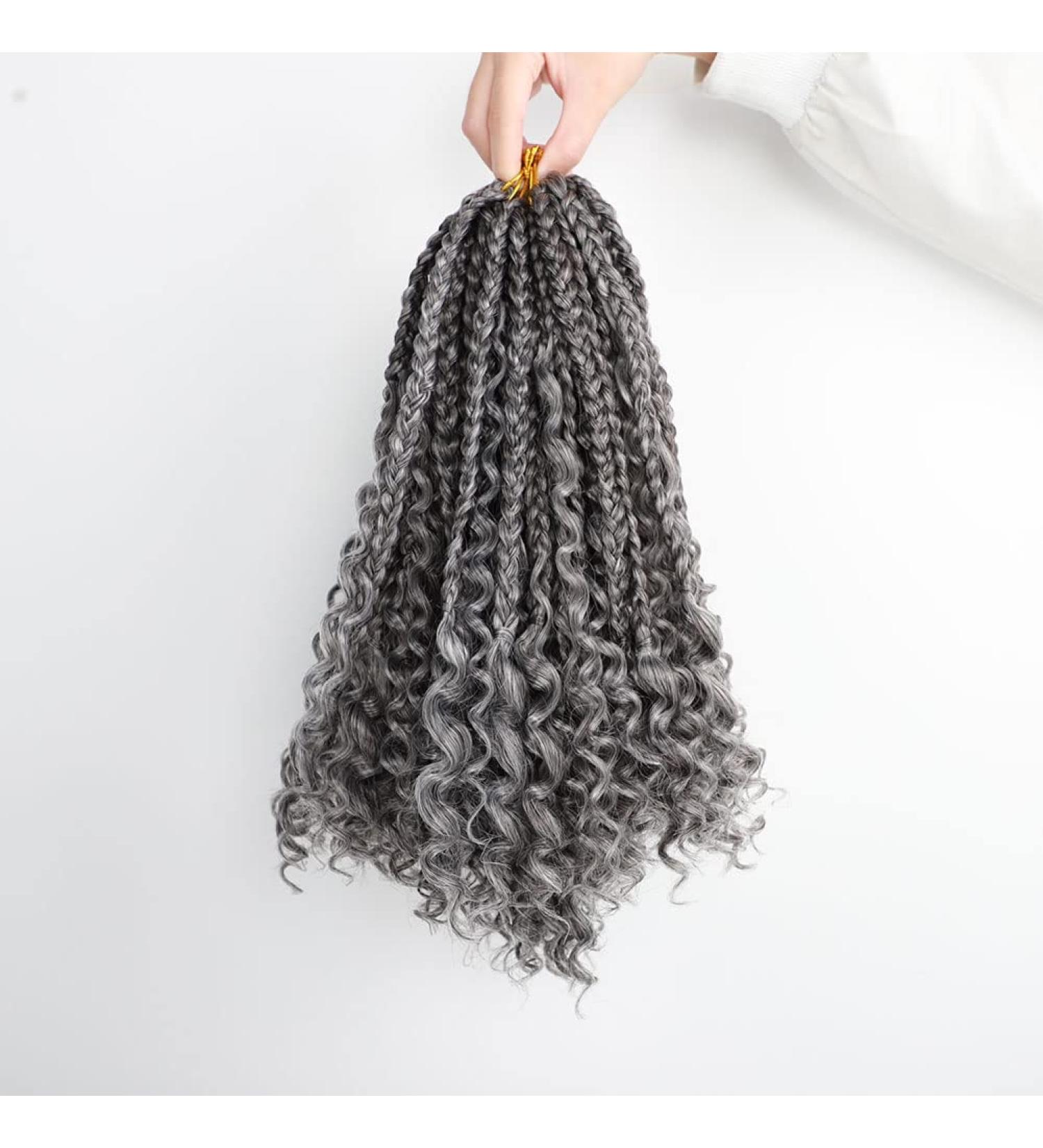 12 Inch Boho Box Braids Crochet Hair | Prelooped with Curly Ends | 7 Packs 1B/Gray | Crochet Braiding Hair for Black Women - Buy Online on GoSupps.com