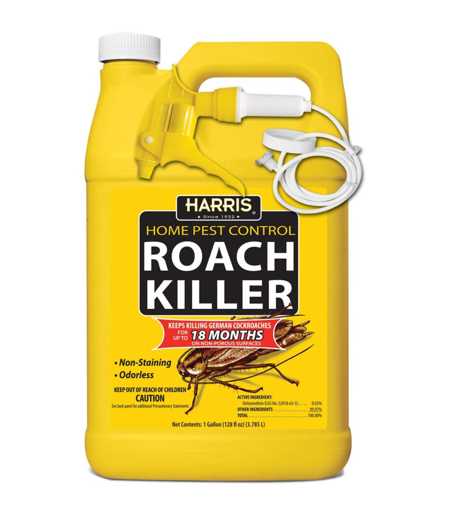 Harris Roach Killer Liquid Spray - Odorless, Non-Staining 12-Month Residual Kill Formula (Gallon) - Buy Online on GoSupps.com