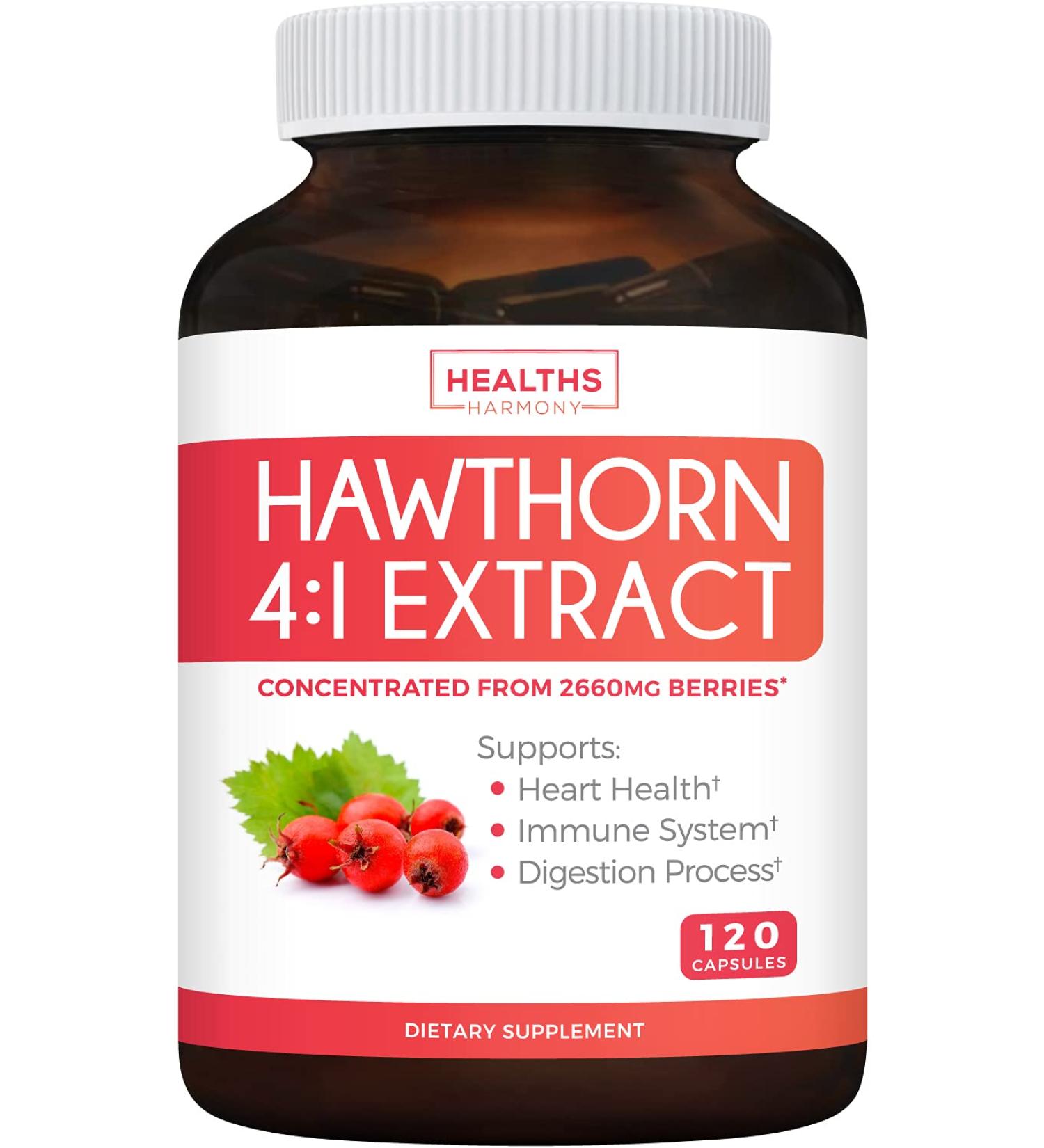 Hawthorn Berry Capsules | 4 Month Supply | High Strength Extract for Digestion & Heart Health | Concentrated from 2660mg Fresh Berries | 120 Vegan Pills - Buy Online on GoSupps.com