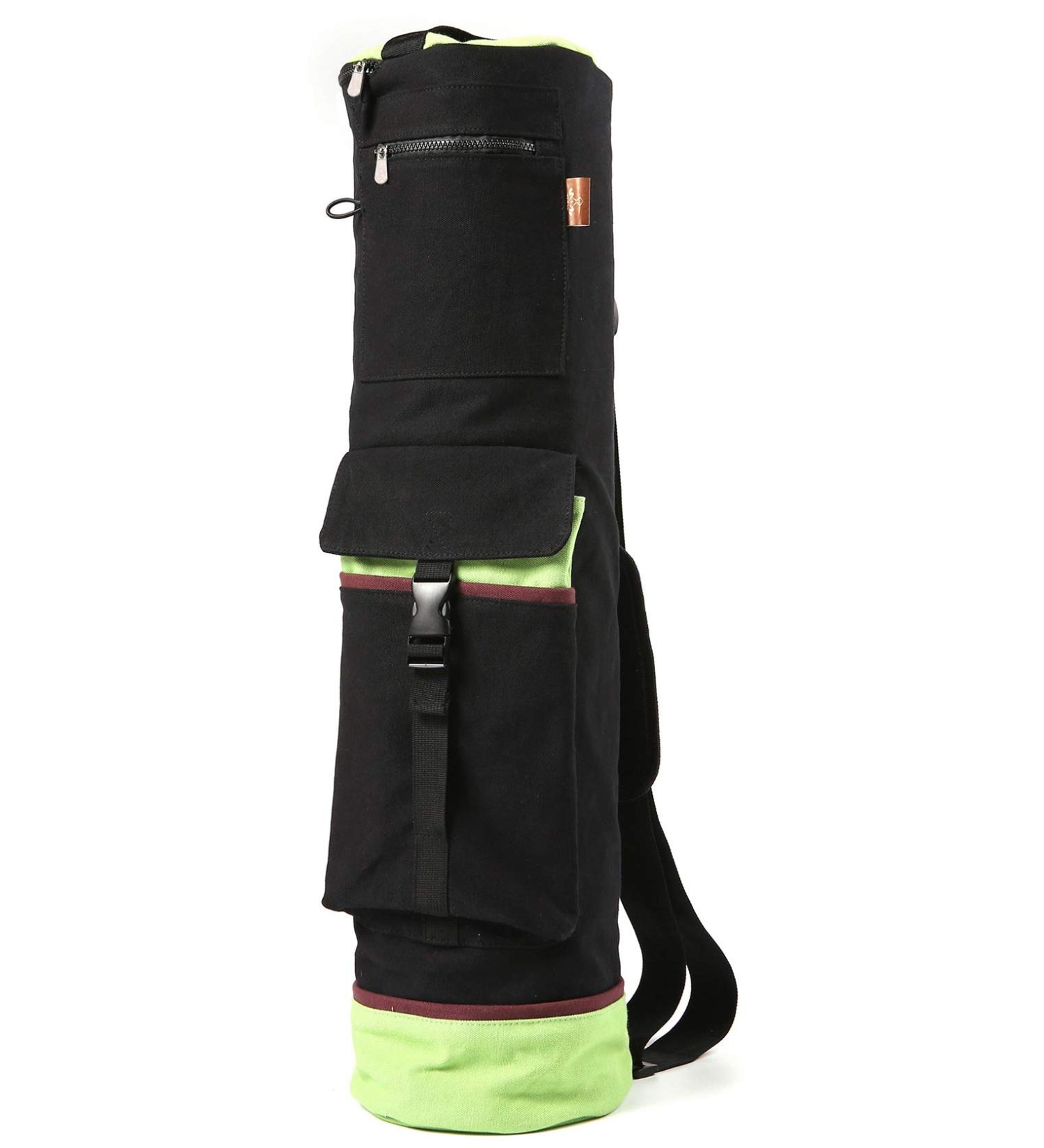 Healthyoga Full-Zip Yoga Mat Bag with Inner/Outer Pockets & Adjustable Strap - 28 X 7 - Black - Buy Online on GoSupps.com