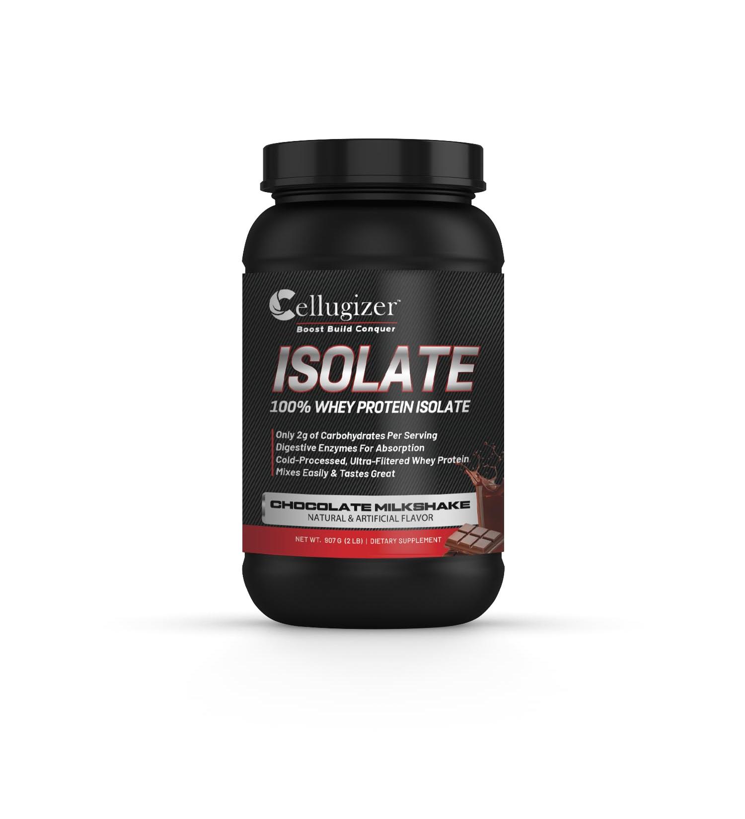 Cellugizer 100% Whey Isolate 2lb Chocolate I 25g Protein Fast Digesting I 0g Sugar Low Carb - Buy Online on GoSupps.com