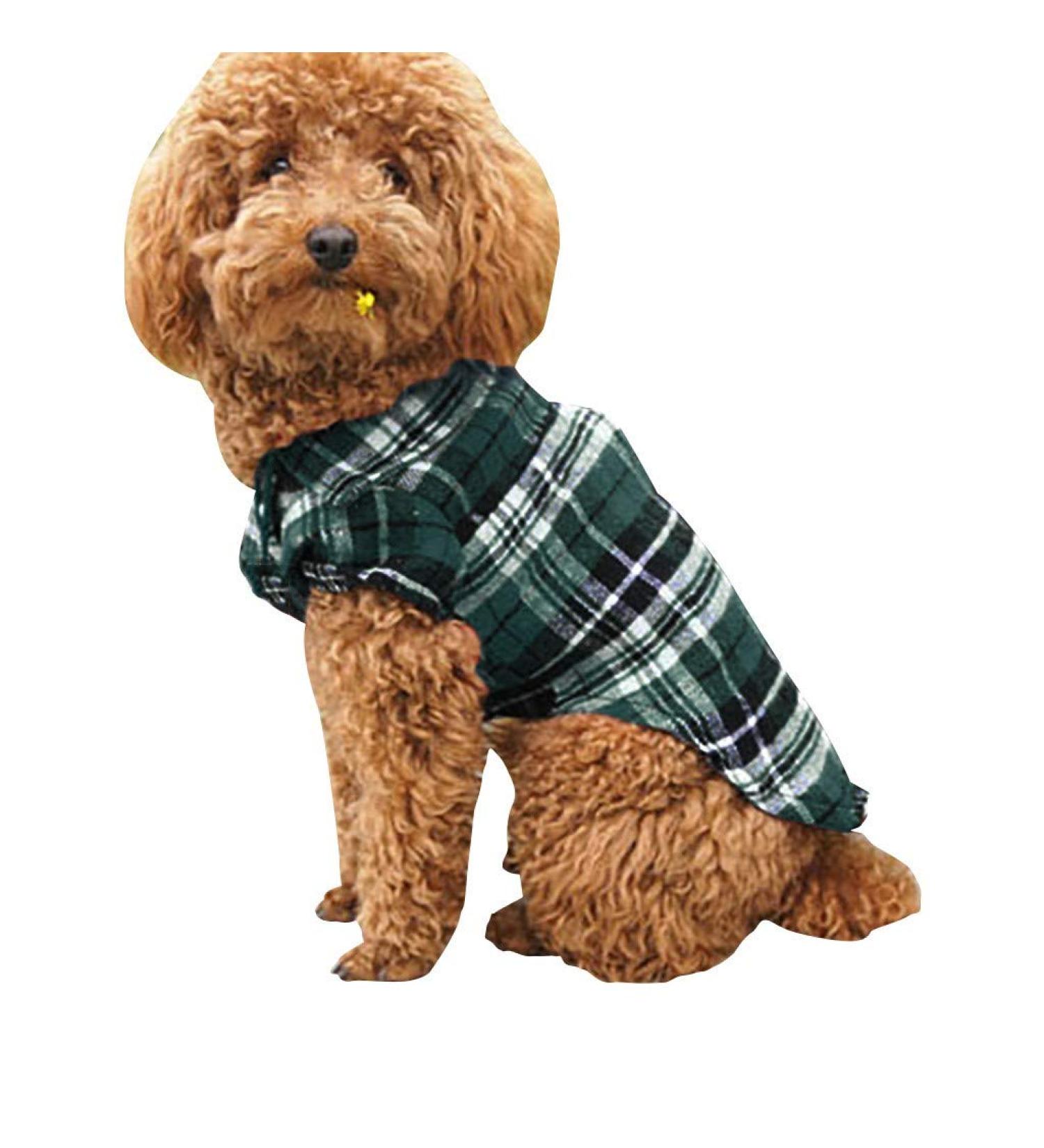 Yowablo Plaid Pet Shirt - Stylish Green Dog Shirt (Size S) for International Shipping - Buy Online on GoSupps.com