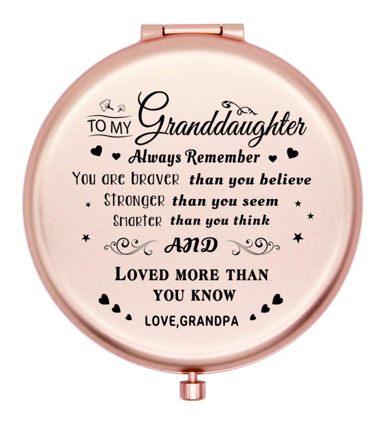 Onederful Granddaughter Pocket Mirror - Christmas Birthday Graduate Gift for Granddaughter - From Grandpa - Rose Gold Compact Mirror - Gift Ideas for Granddaughter - Buy Online on GoSupps.com