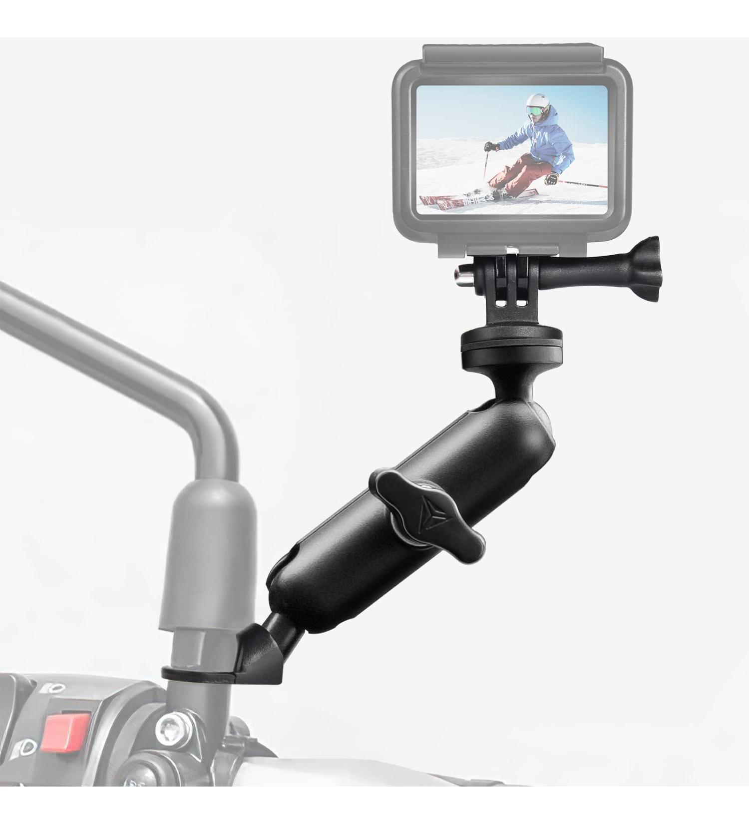Camolo Motorcycle Rear Mirror Holder - 360 Adjustable Aluminum Bracket for GoPro Hero 6/7/8/9 Akaso SJcam DJI Osmo Yi - Stable Dash Clamp for Action Cameras - Buy Online on GoSupps.com