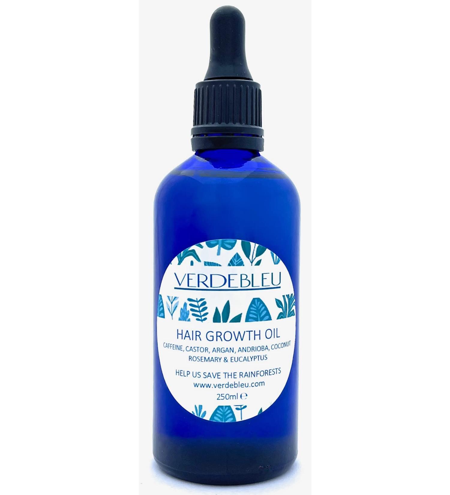 Verdebleu - Hair Growth Oil - 100% Natural with Coffee Castor Argan Rosemary Eucalyptus. Stimulates Hair Growth Revitalises. We Donate 5% of Profit to Save the Rainforest. 100ml - Buy Online on GoSupps.com