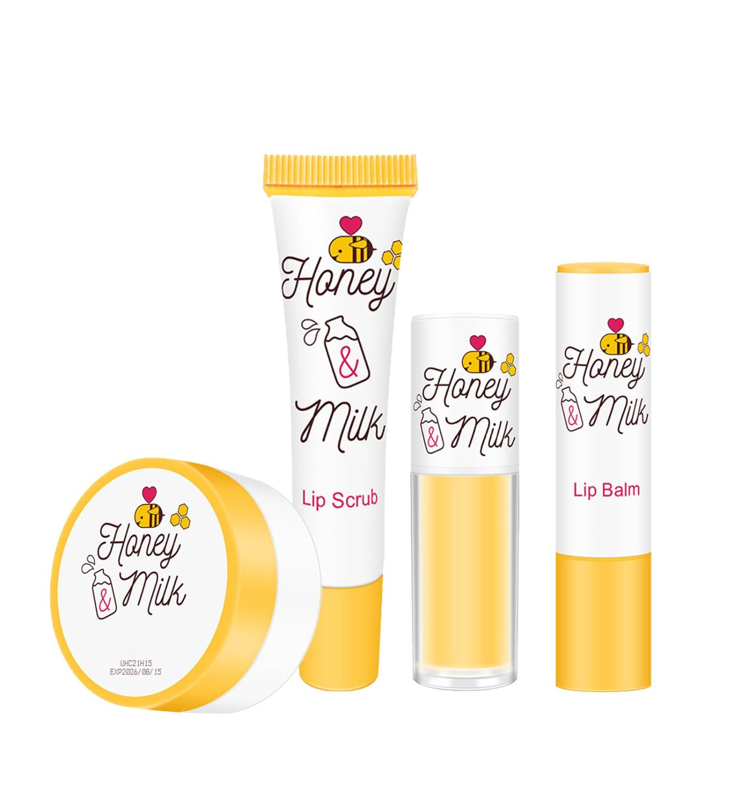 Lip Balm Set Milk Honeybalm Lip Balm Lip Care Moisturizing And Plump Lip Skincare Set - Lip Hydration Exfoliating Minimizing Lip Lines Brightening Lip Repair - Lip Scrub Lip Balm Lip Oil Lip Mask - Buy Online on GoSupps.com