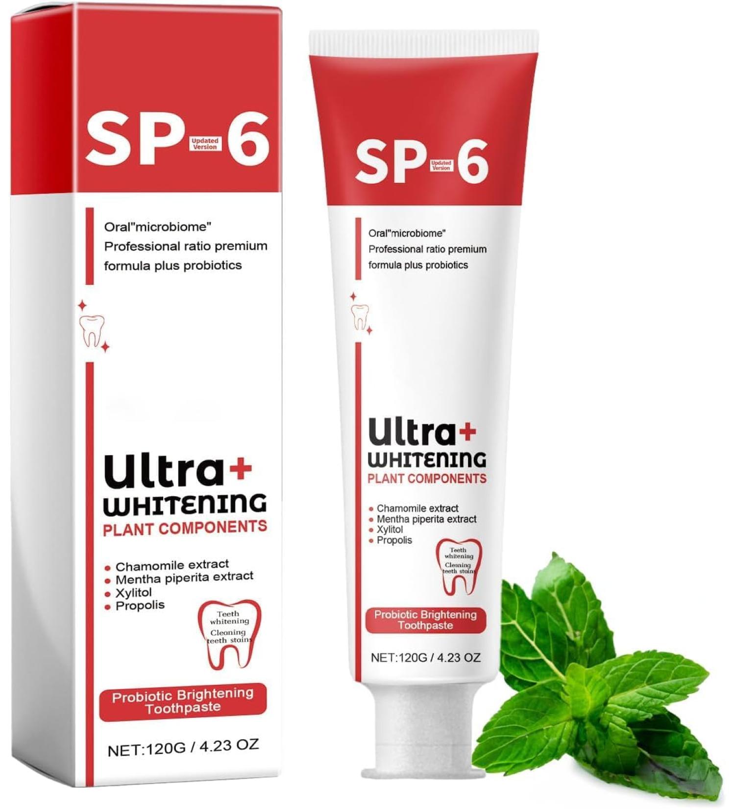 SP-6 Ultra Whitening Toothpaste - Probiotic Brightening & Deep Cleaning - Fresh Breath 120g - Buy Online on GoSupps.com