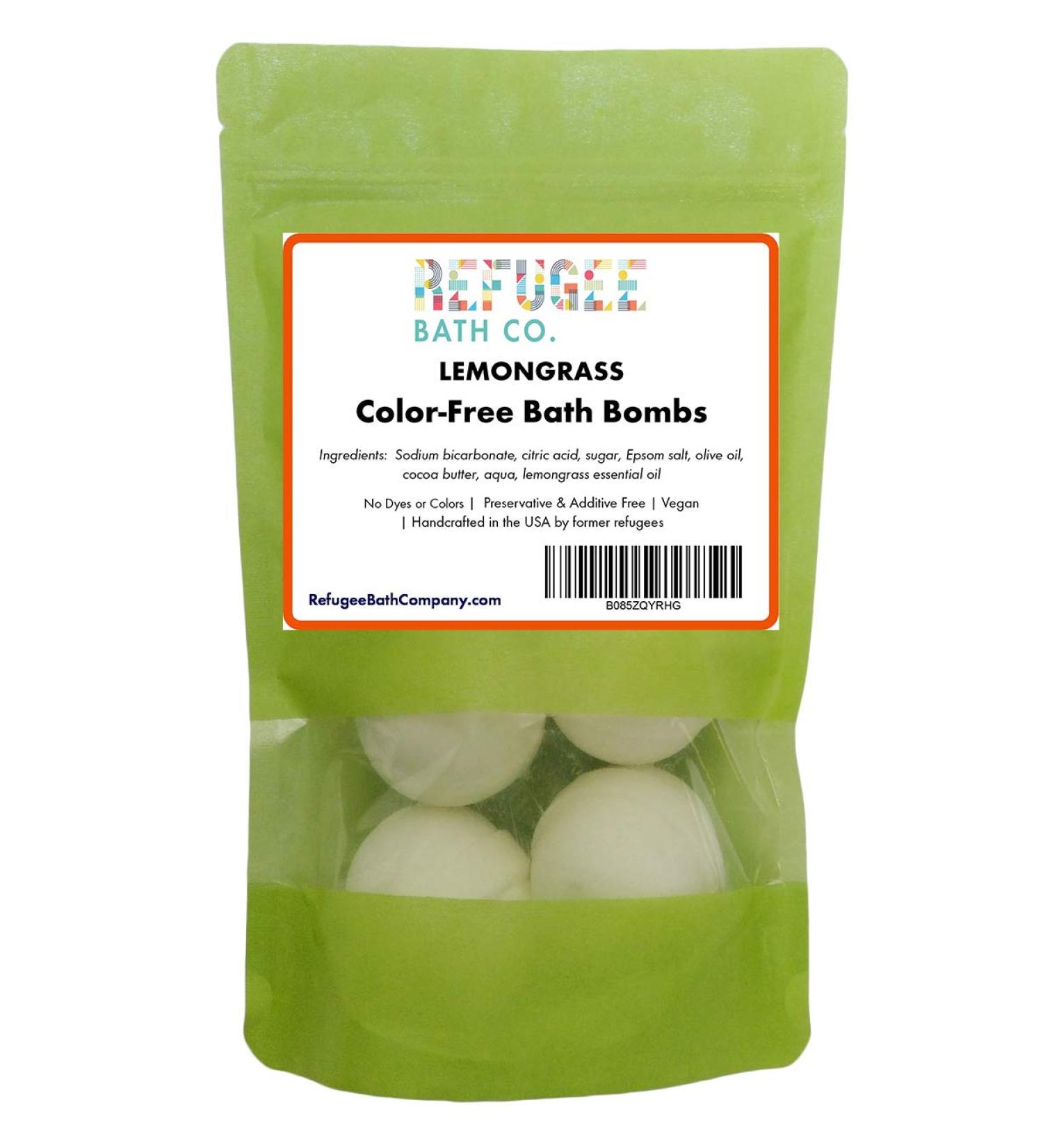 Color-Free Bath Bombs 7 Pack - 2.5 oz. Each | No Dyes or Artificial Ingredients | Handmade with Cocoa Butter, Plant-Based Ingredients | Supports Refugee Employment | Lemongrass Scent - Buy Online on GoSupps.com