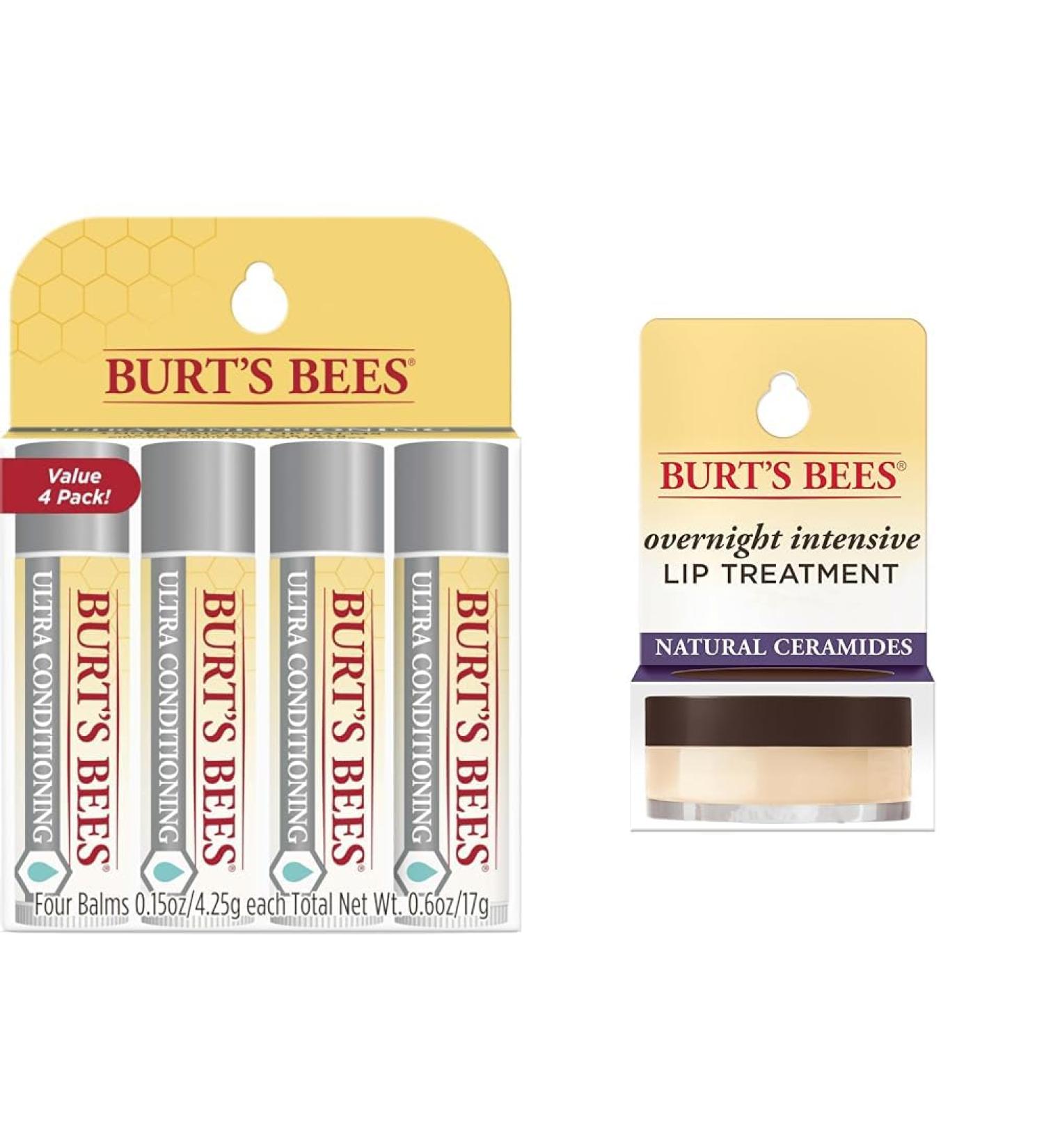 Burt's Bees Ultra Conditioning Moisturizing Lip Balm Lip Moisturizer Rich in Oils & Overnight Intensive Lip Treatment 0.25 oz - Moisturizing Restorative Reduces Fine Lines Vitamin E - Buy Online on GoSupps.com