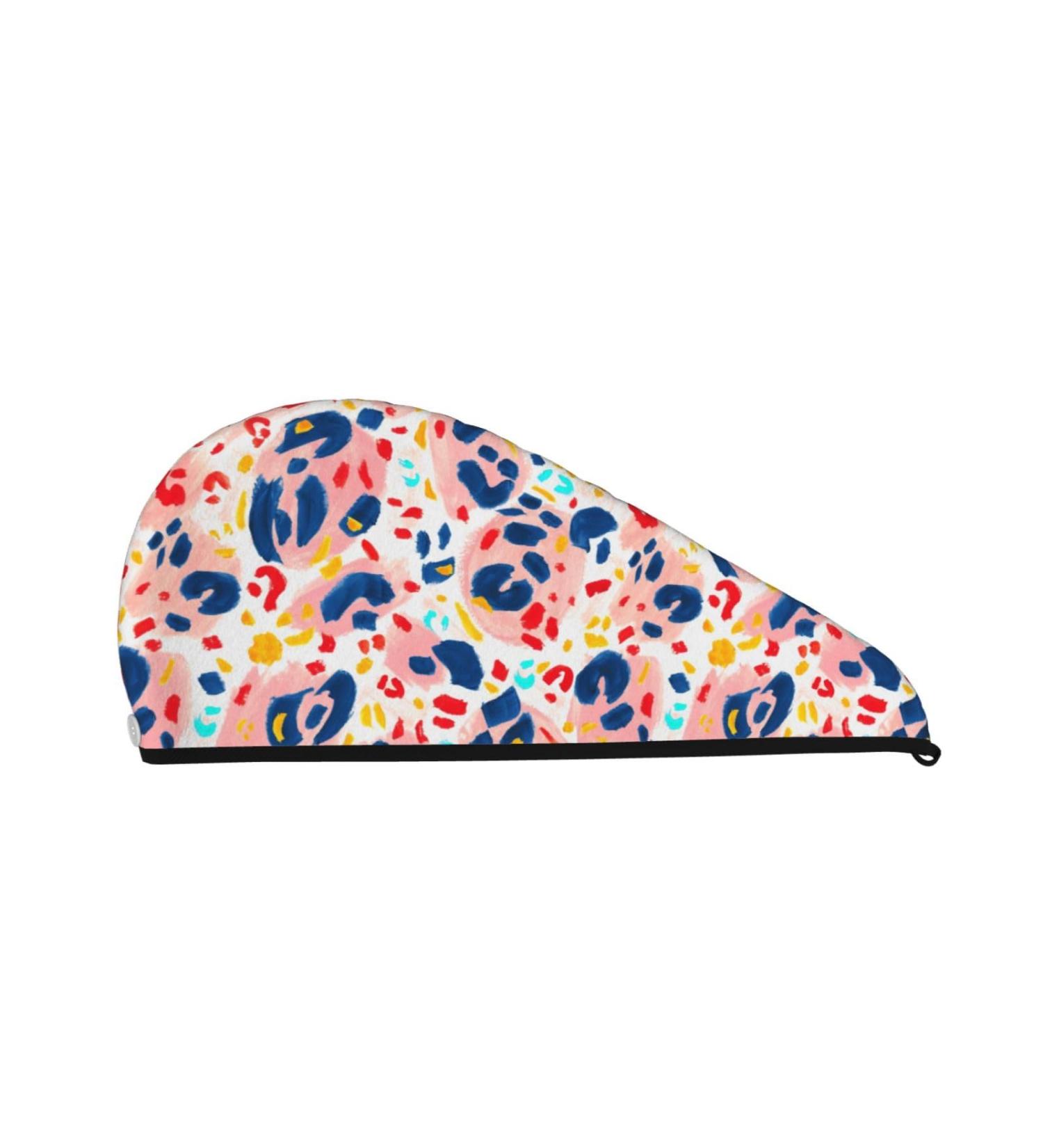 Hand Painted Abstract Leopard Print Microfiber Hair Towel | Super Absorbent Quick Dry Wrap for Long Curly & Thick Hair - Buy Online on GoSupps.com