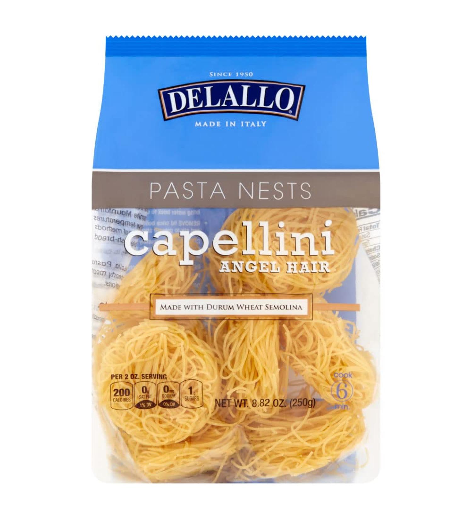 DeLallo Capellini Egg Pasta Nests - 8.8oz Bag | Angel Hair Long-Cut Pasta - Buy Online on GoSupps.com