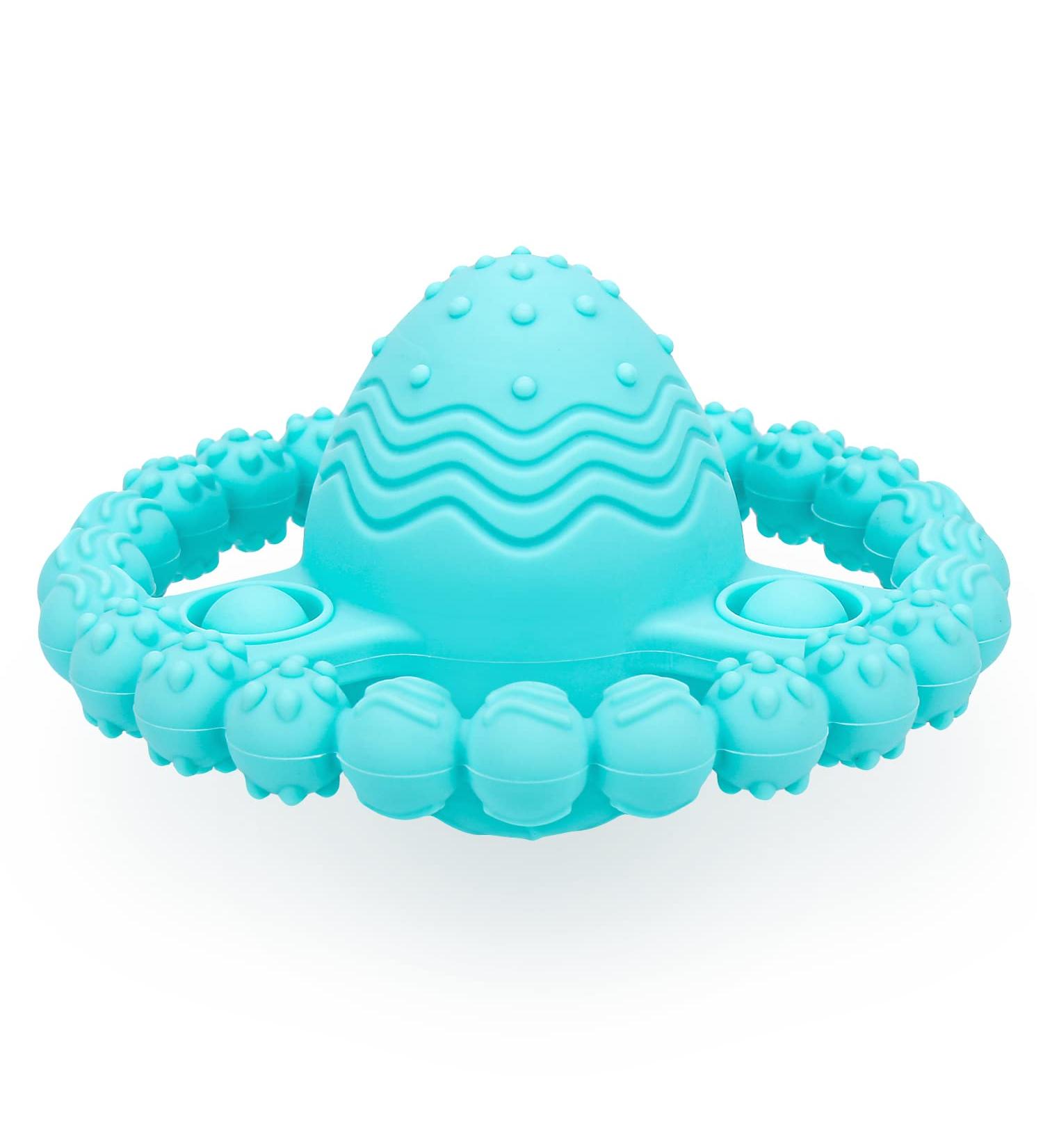 Baby Teething Toy for 0-6-12 Months - Egg & Ring Design Teether and Rattle Toy Gift for Newborns - Blue - Buy Online on GoSupps.com