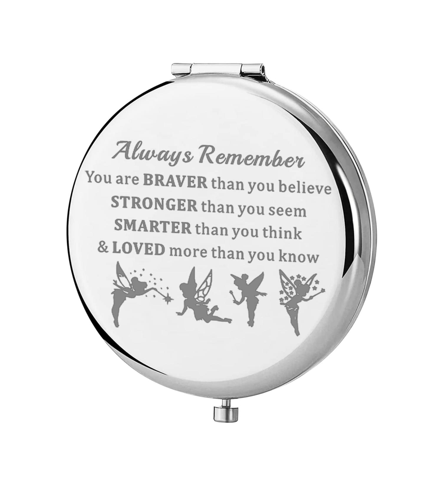 Fairy Tale Pocket Mirror - Braver, Stronger, Smarter Than You Think - Compact Makeup Mirror for Women, Girls, Teenagers - Perfect Gift for Fairy Pixie Cartoon Fans - Buy Online on GoSupps.com