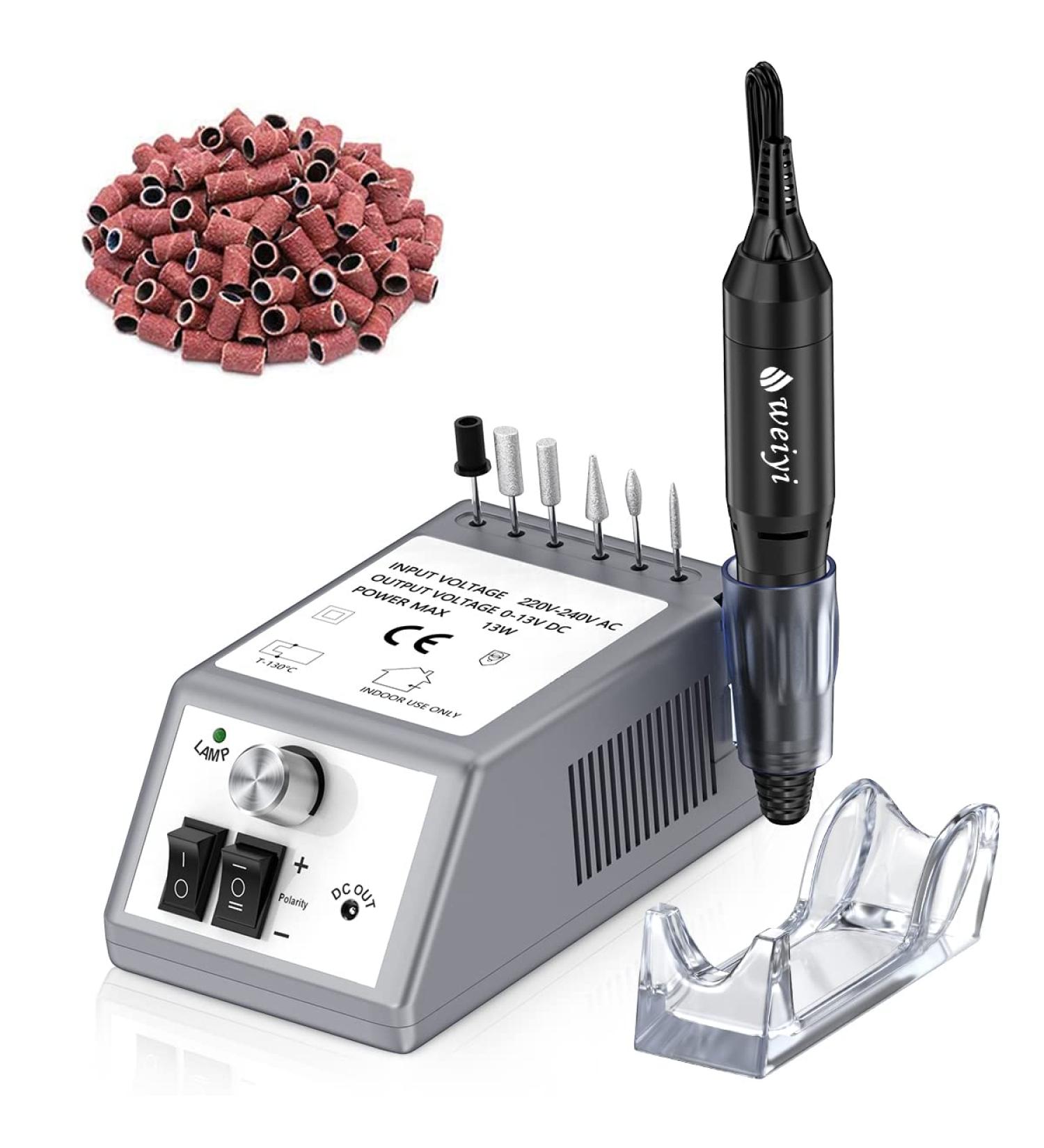 Weiyi Nail Miller Set - Professional Electric Nail File & Grinder for Manicure | Low Vibration 6 Drilling Sleeves 20000 RPM - Ideal Nail Care Device - Buy Online on GoSupps.com