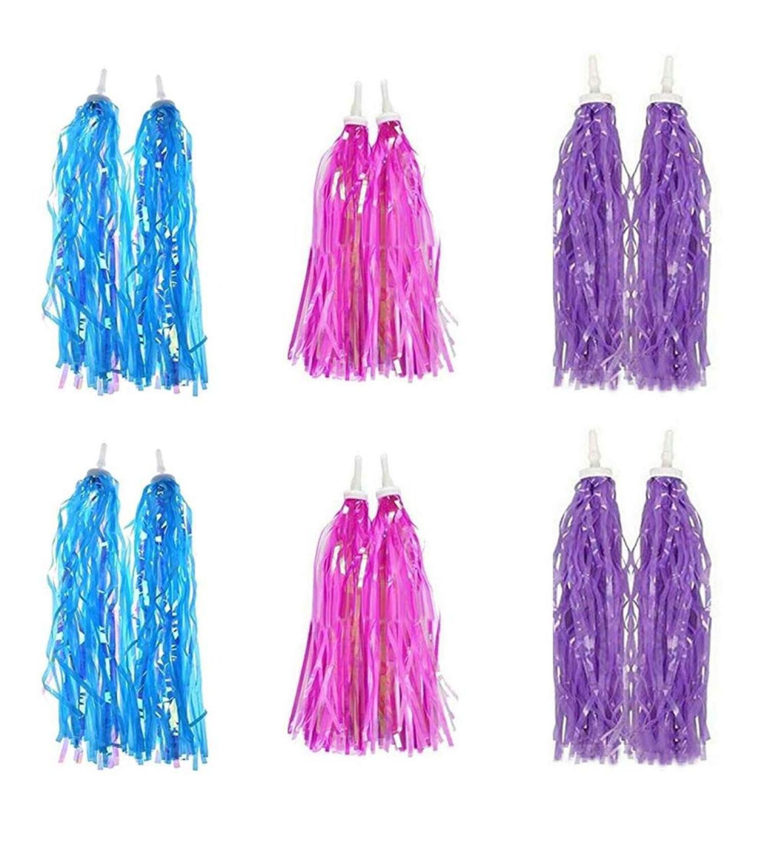 Laseners 6 Pairs Bike Handlebar Streamers - Sparkle Tassel Ribbon Accessories for Girls Boys | Blue Pink Purple - Buy Online on GoSupps.com