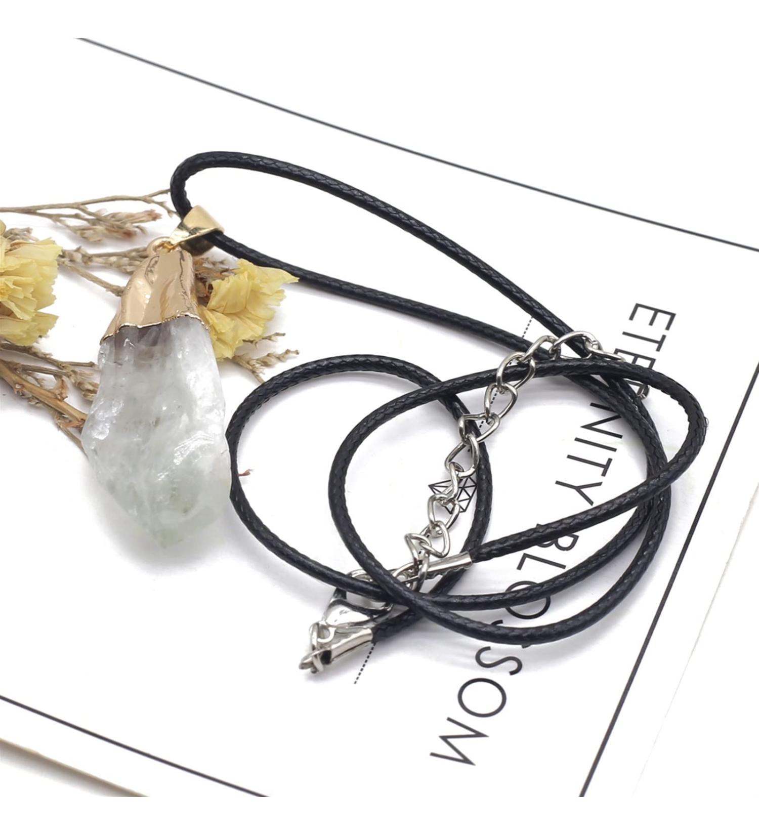 1pcs Irregular Natural Clear Quartz Stone Pendant Necklaces Rope Chains Crystals Raw Stone Necklace for Women Jewelry 15X42mm Full of Texture (Color : G) - Buy Online on GoSupps.com
