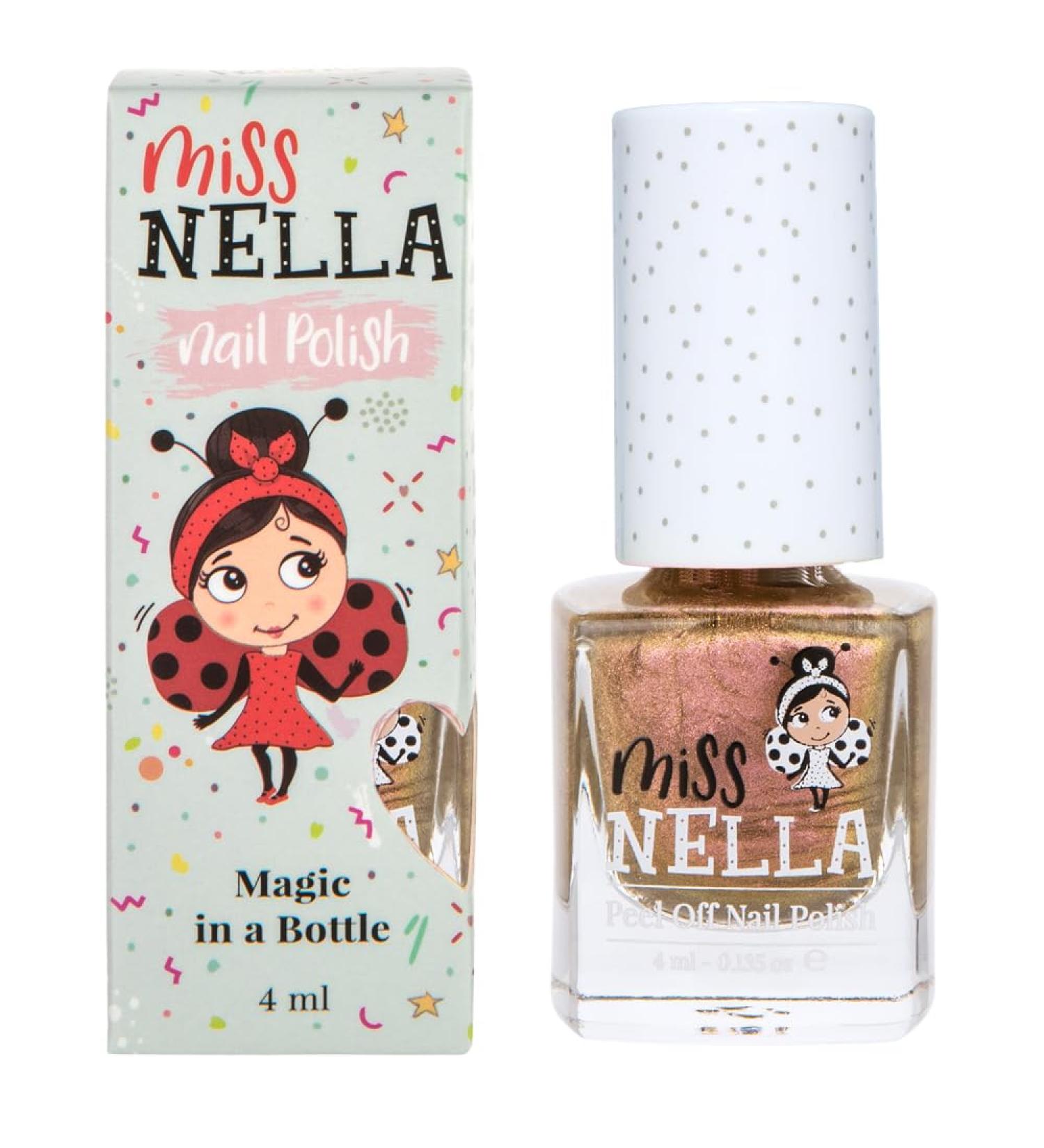 Miss Nella Cosmic Cutie Gold Glitter Nail Polish for Kids - Non-Toxic Peel-Off Formula Water-Based & Odorless - Buy Online on GoSupps.com