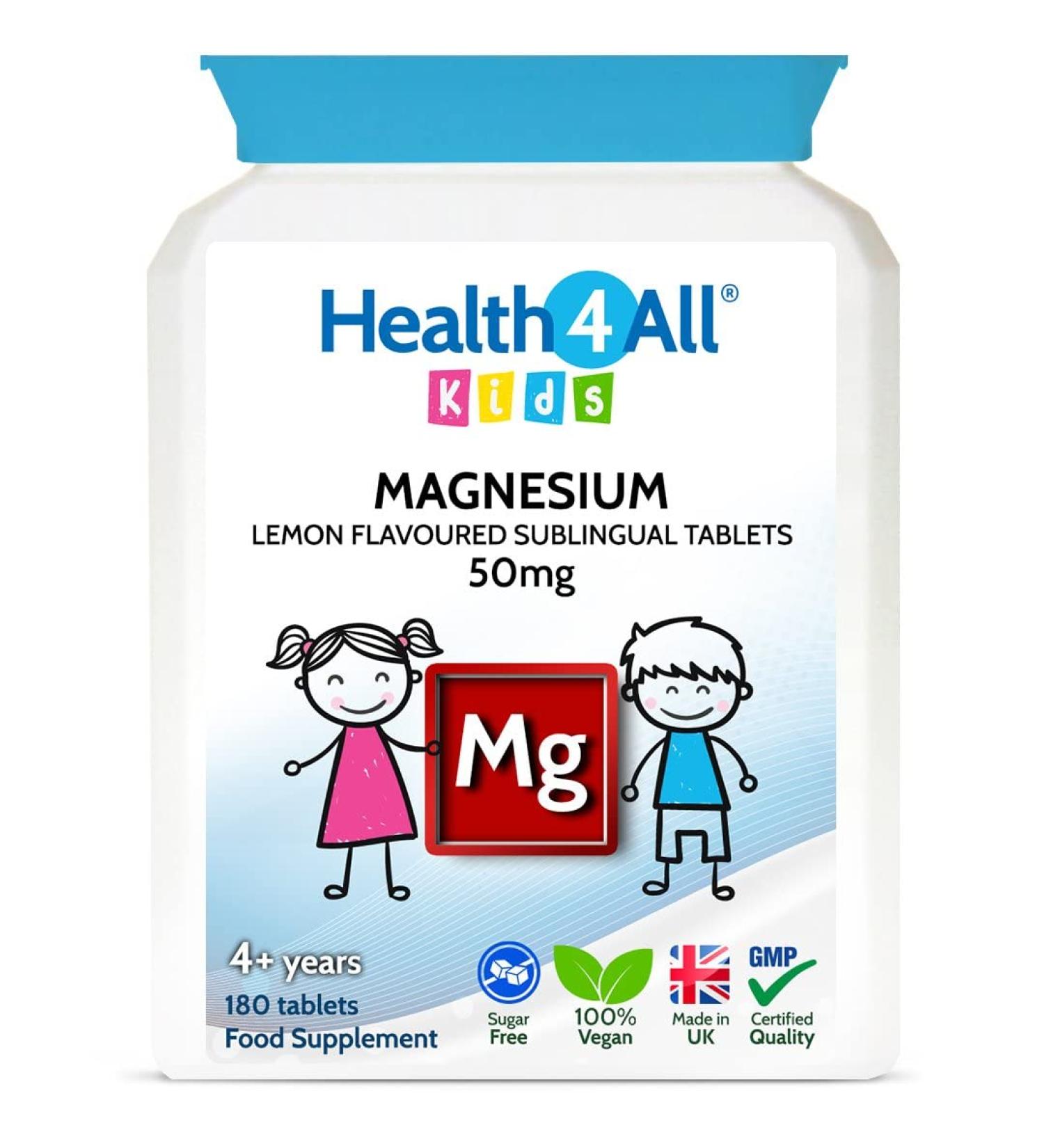Health4All Kids Magnesium Chewable Tablets - Vegan Citrate Sleep Aid for Anxiety, Sleep, and Ticks - 180 Count - Buy Online on GoSupps.com