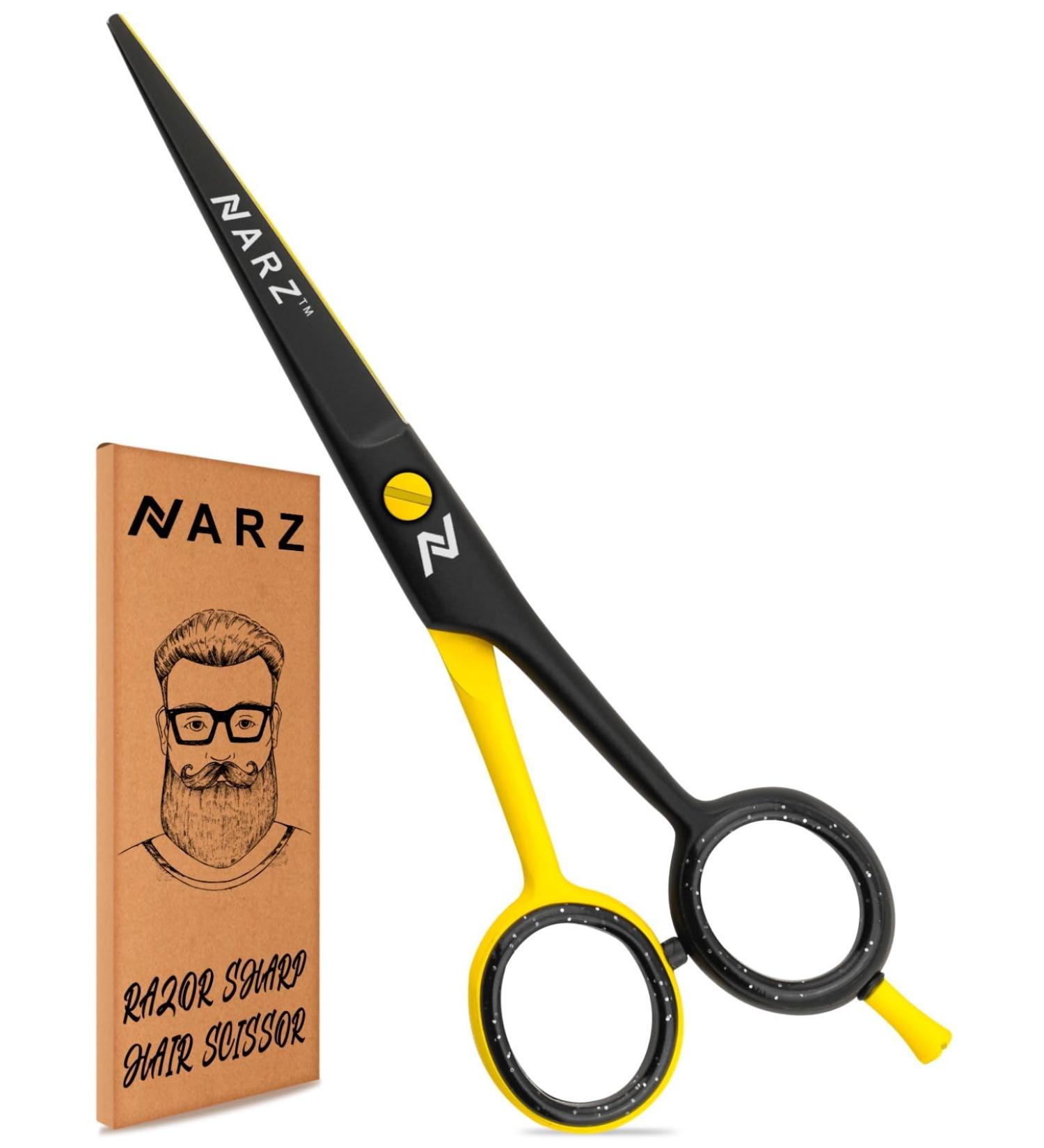 NARZ Professional Hairdressing Scissors for Barbers & Hairdressers - 6 Stainless Steel Hair Cutting Scissors for Men & Women (Red Yellow) - Buy Online on GoSupps.com