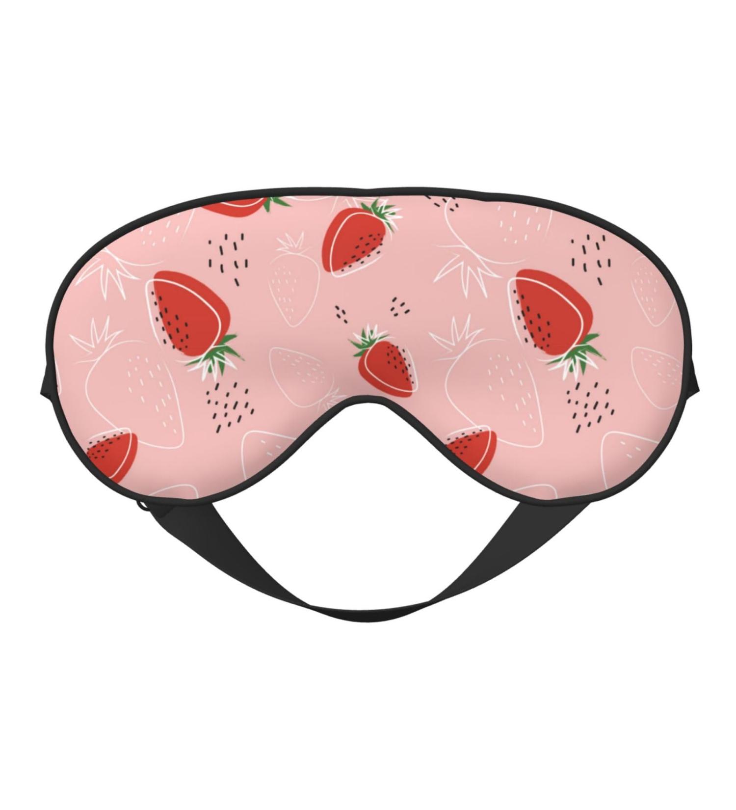 Cute Strawberry Print Sleep Eye Mask | Soft Eyeshade with Elastic Strap | Perfect for Travel & Night Sleeping - Buy Online on GoSupps.com
